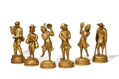 Suite de six figures en bois doré -  Italien, fin XVIIe siècle début XVIIIe