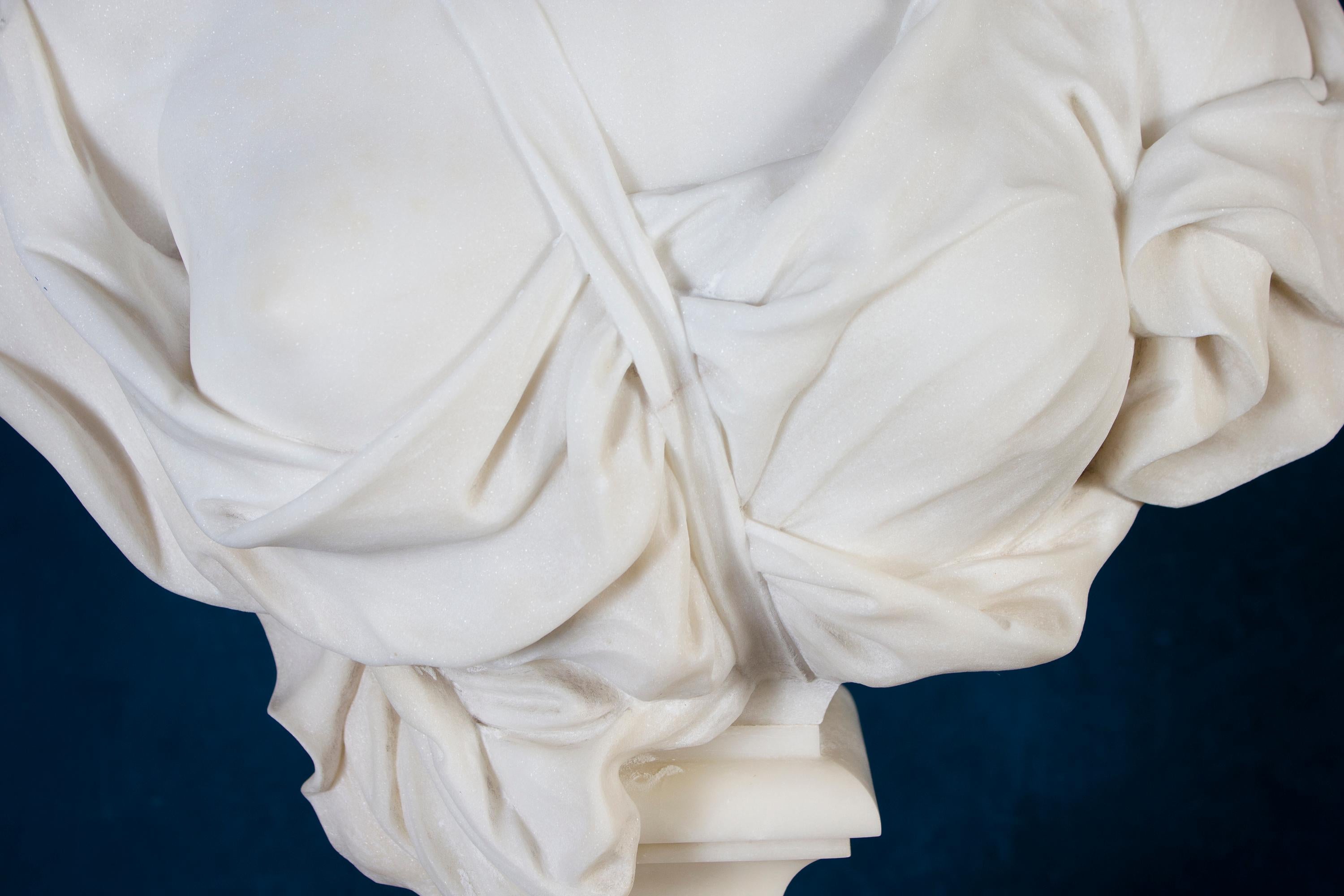 Superbe Buste de Flora en marbre blanc néoclassique France 1850 ' en vente 8