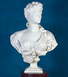Magnífico busto neoclásico de mármol blanco de Flora Francia 1850 '