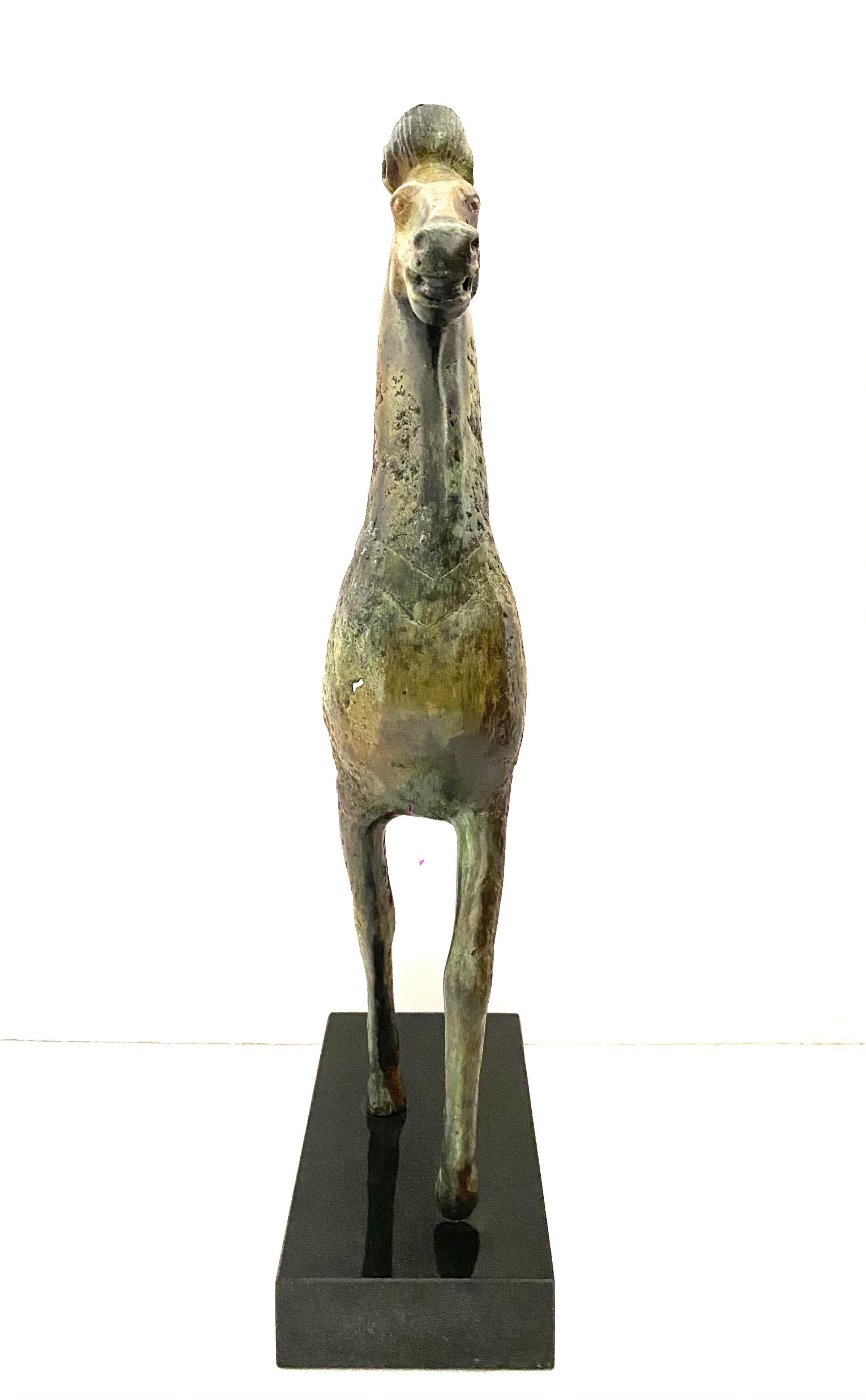 Contemporary Bronze Horse Bust Sculpture. This does not appear to be signed. We cannot locate a signature Mounted on a modern marble base. 
Measures 16 inches high x 6 1/2 inches wide x 3 1/2 inches deep.
Surrealist sculpture attempts to make