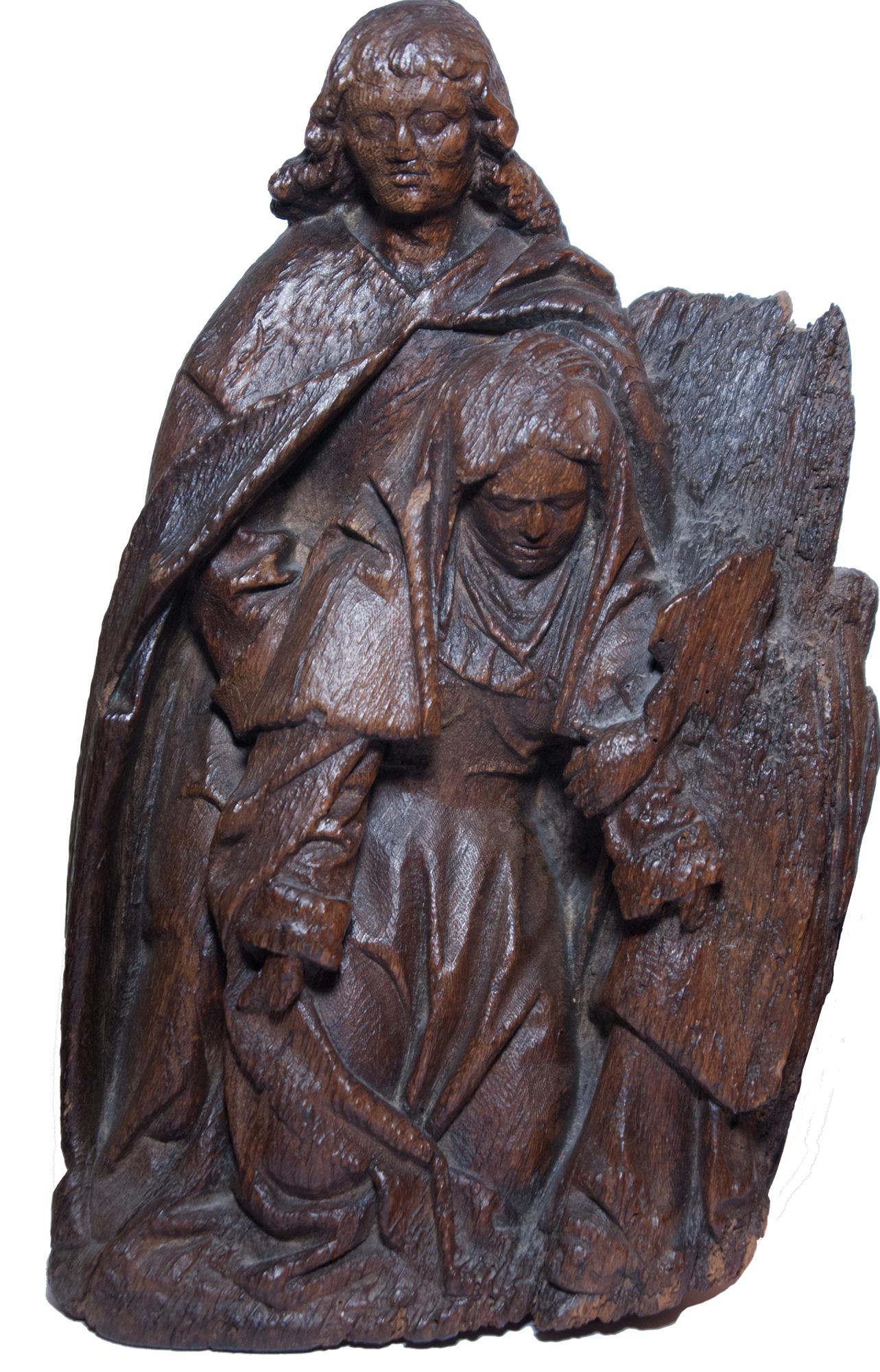 Unknown Figurative Sculpture - Swoon of the Virgin, altarpiece element