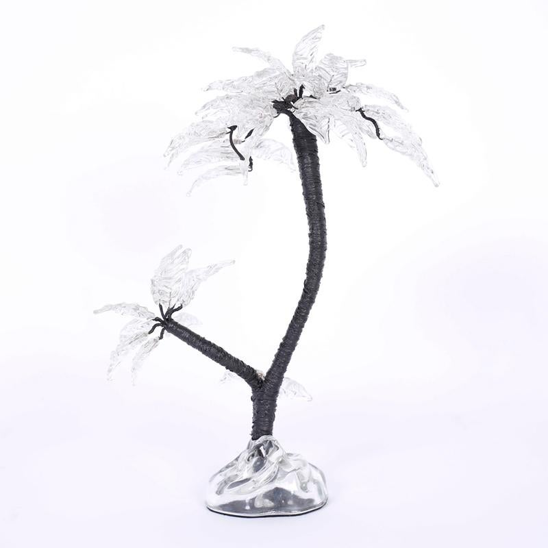 Table Top Glass and Metal Palm Tree Sculpture For Sale 1