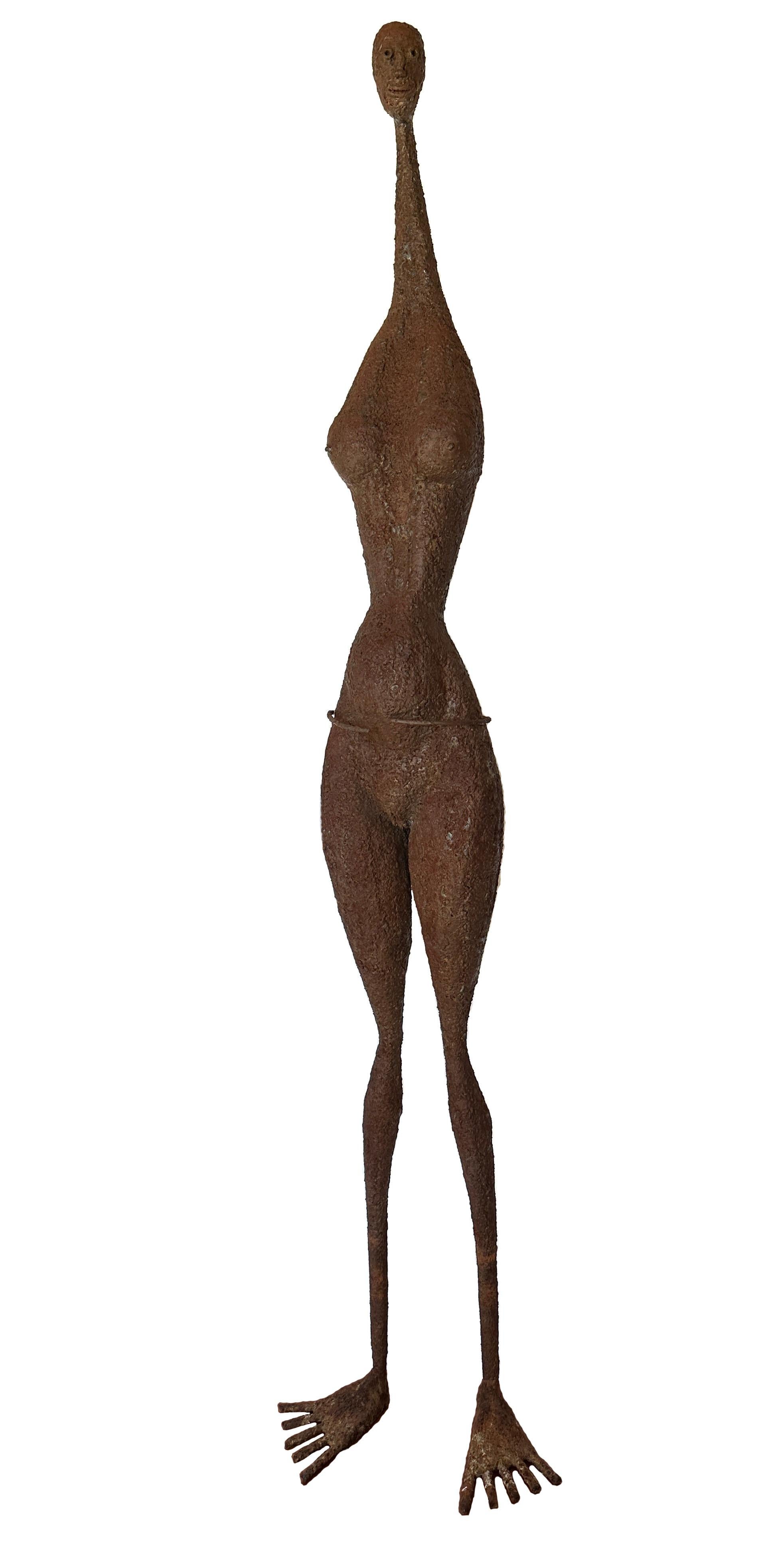 Unknown Nude Sculpture – Groß Lebensgröße  Alien-Metallstatue (77,5")