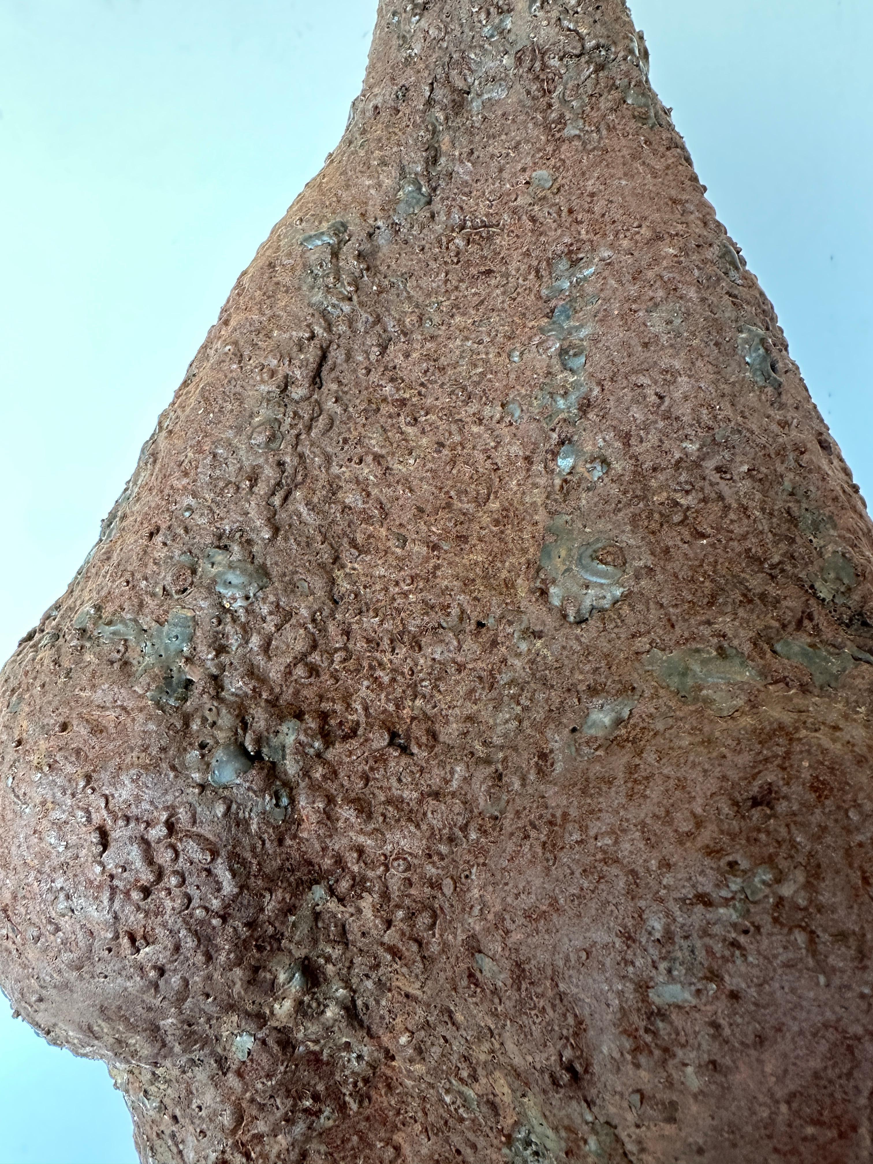 Modern Tall Life Size Alien Iron Statue on a Round Concrete Base 4