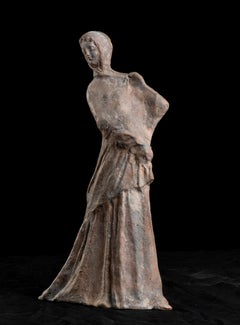 Tanagra Terracotta Figurine After the Antique 19th century Figurative Sculpture