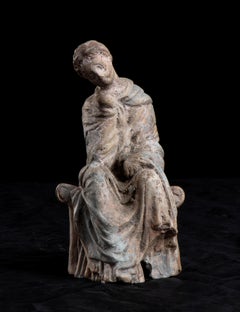 Tanagra Terracotta Figurine After the Antique 19th century Figurative Sculpture