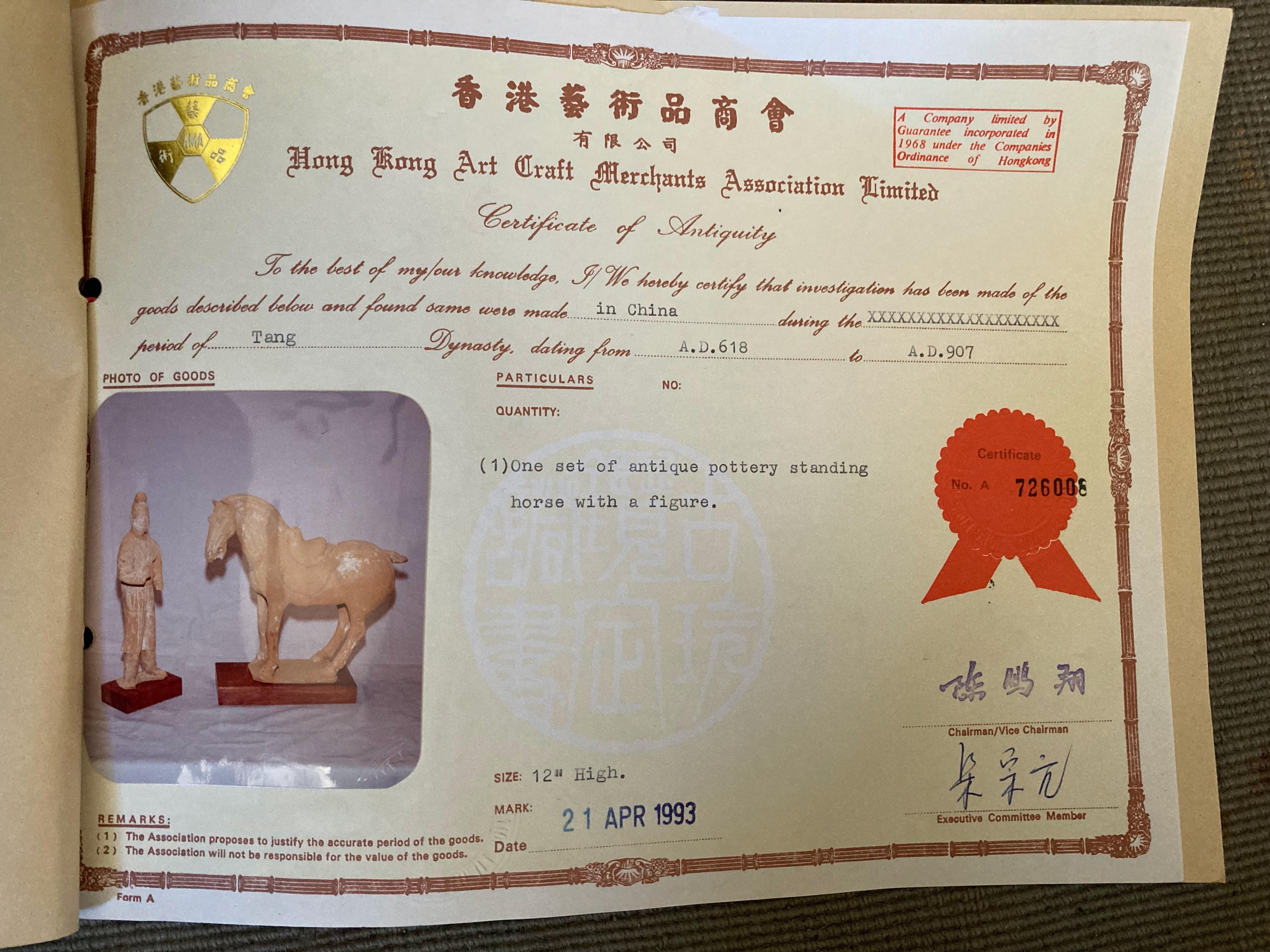 Cheval de la Dynasty Tang avec son accompagnateur, A.D. 609 - 907, Full Docs, Superb Condition en vente 7