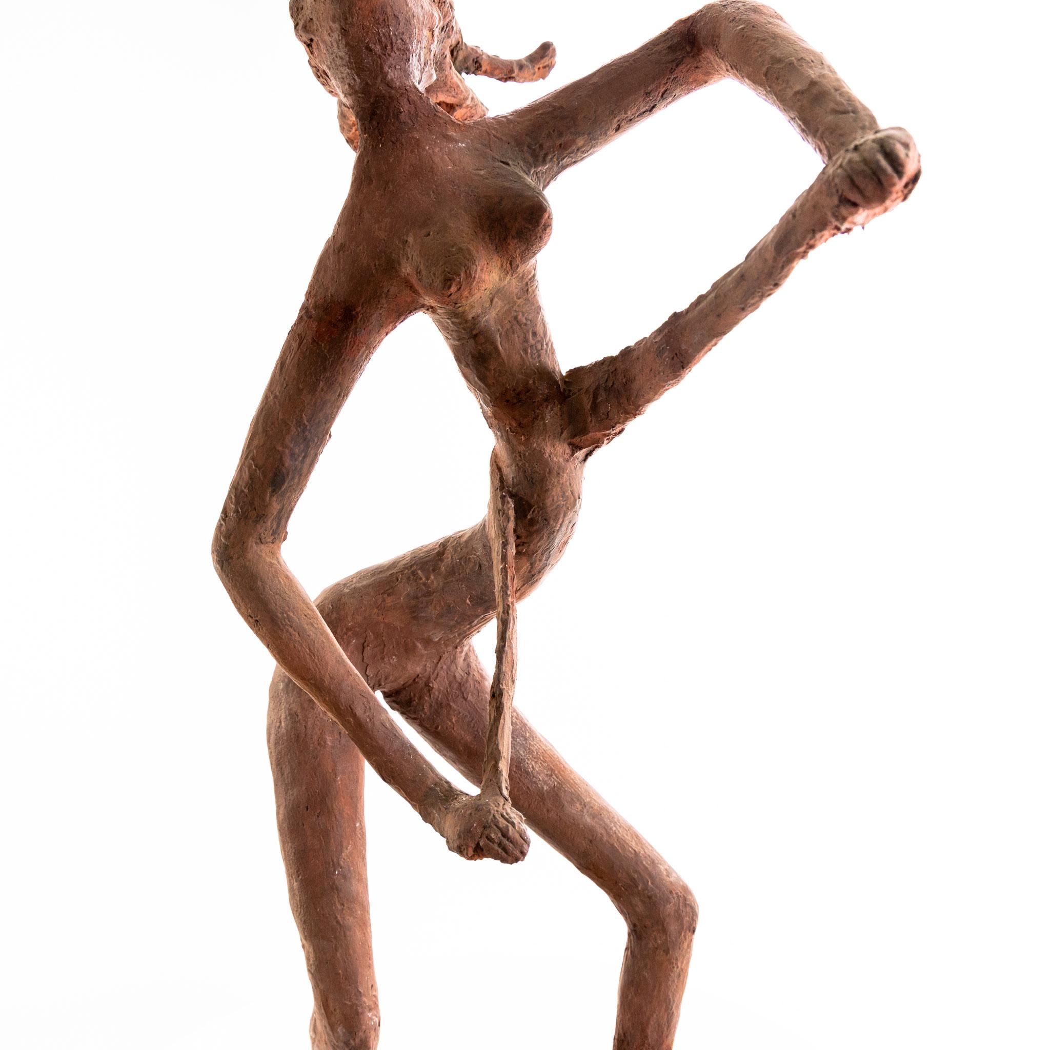 Terrakotta bozzetto, tanzende Frau nackt (Braun), Nude Sculpture, von Unknown