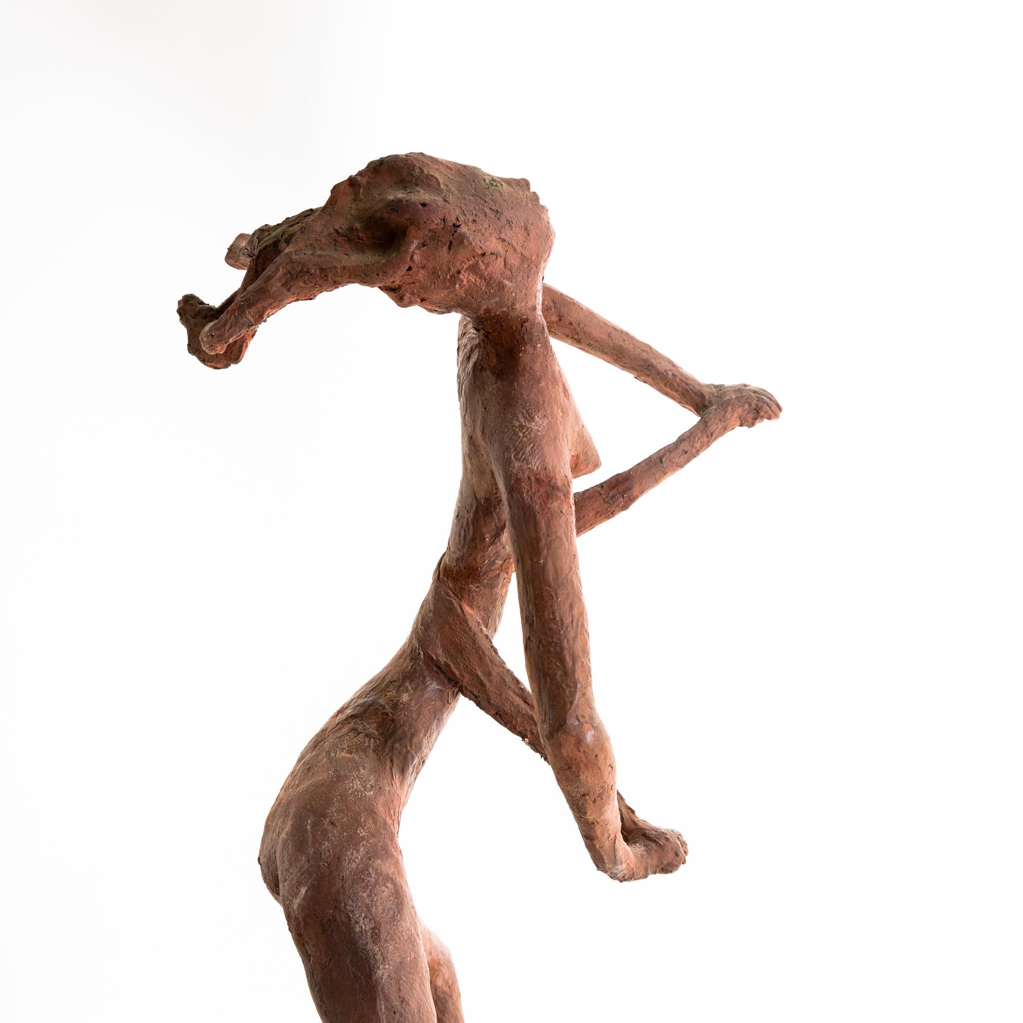 Terracotta bozzetto, dancing woman nude For Sale 1