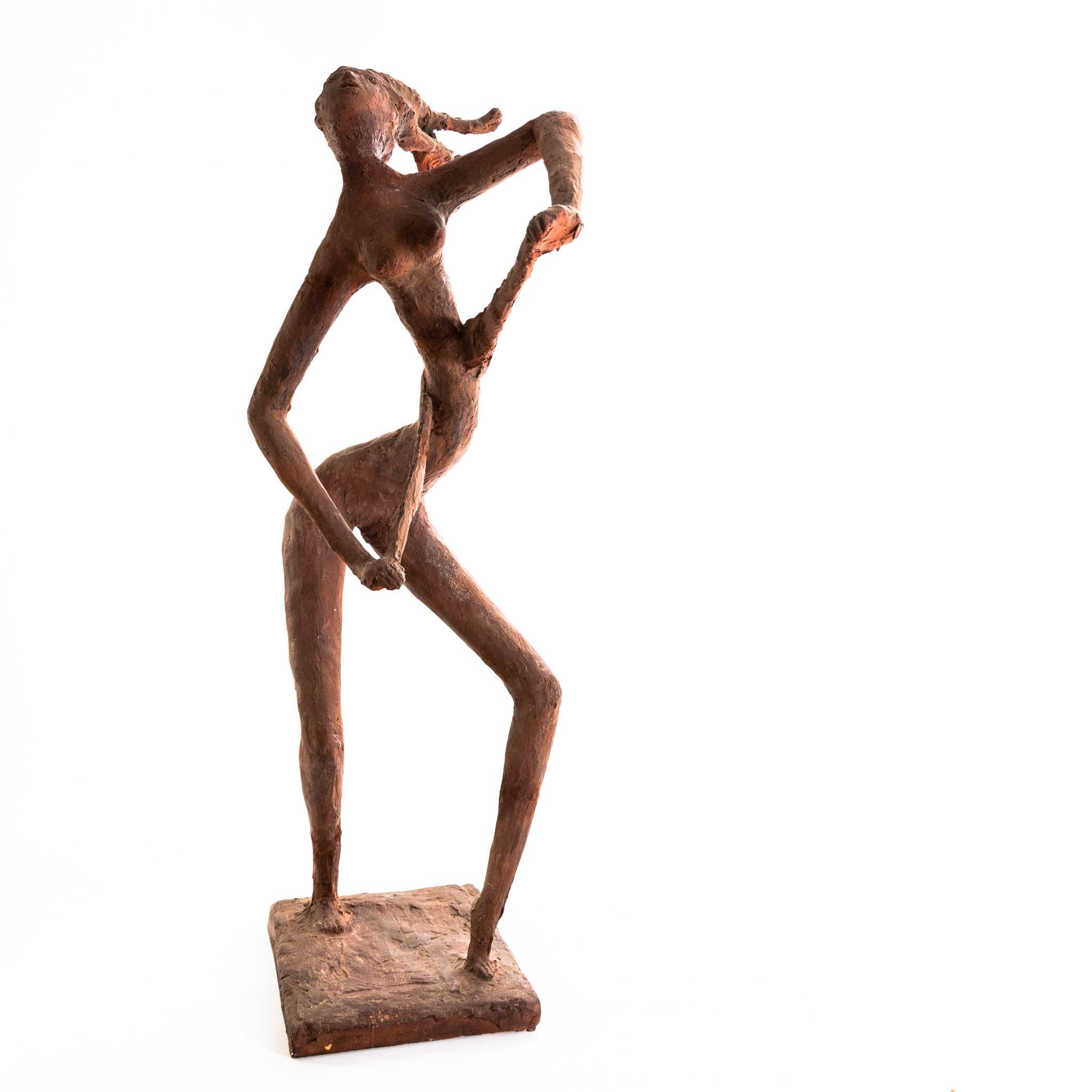 Unknown Nude Sculpture - Terracotta bozzetto, dancing woman nude