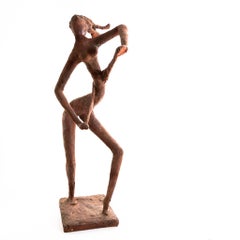 Terracotta bozzetto, dancing woman nude