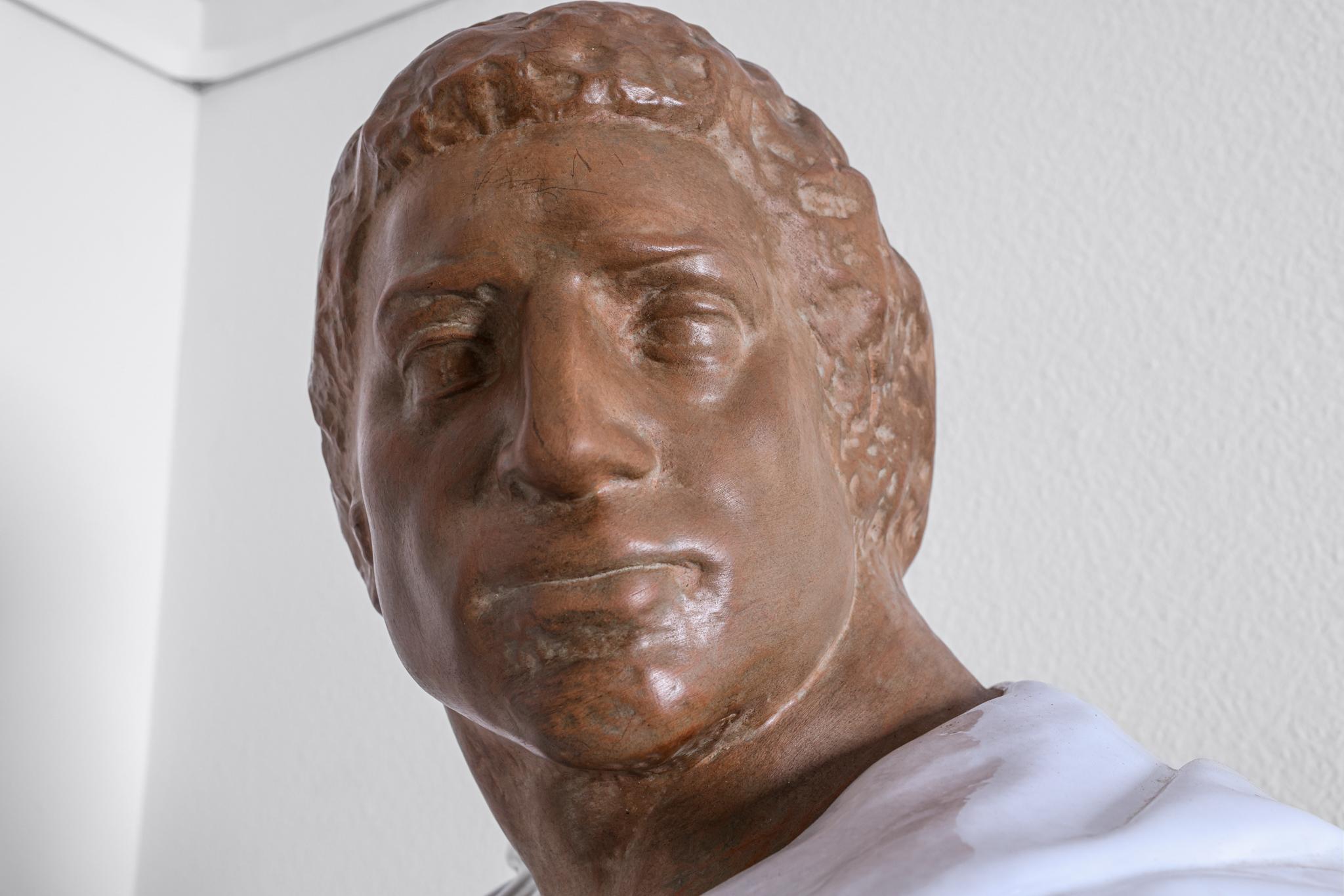 Terracotta Bust of Roman Emperor For Sale 9