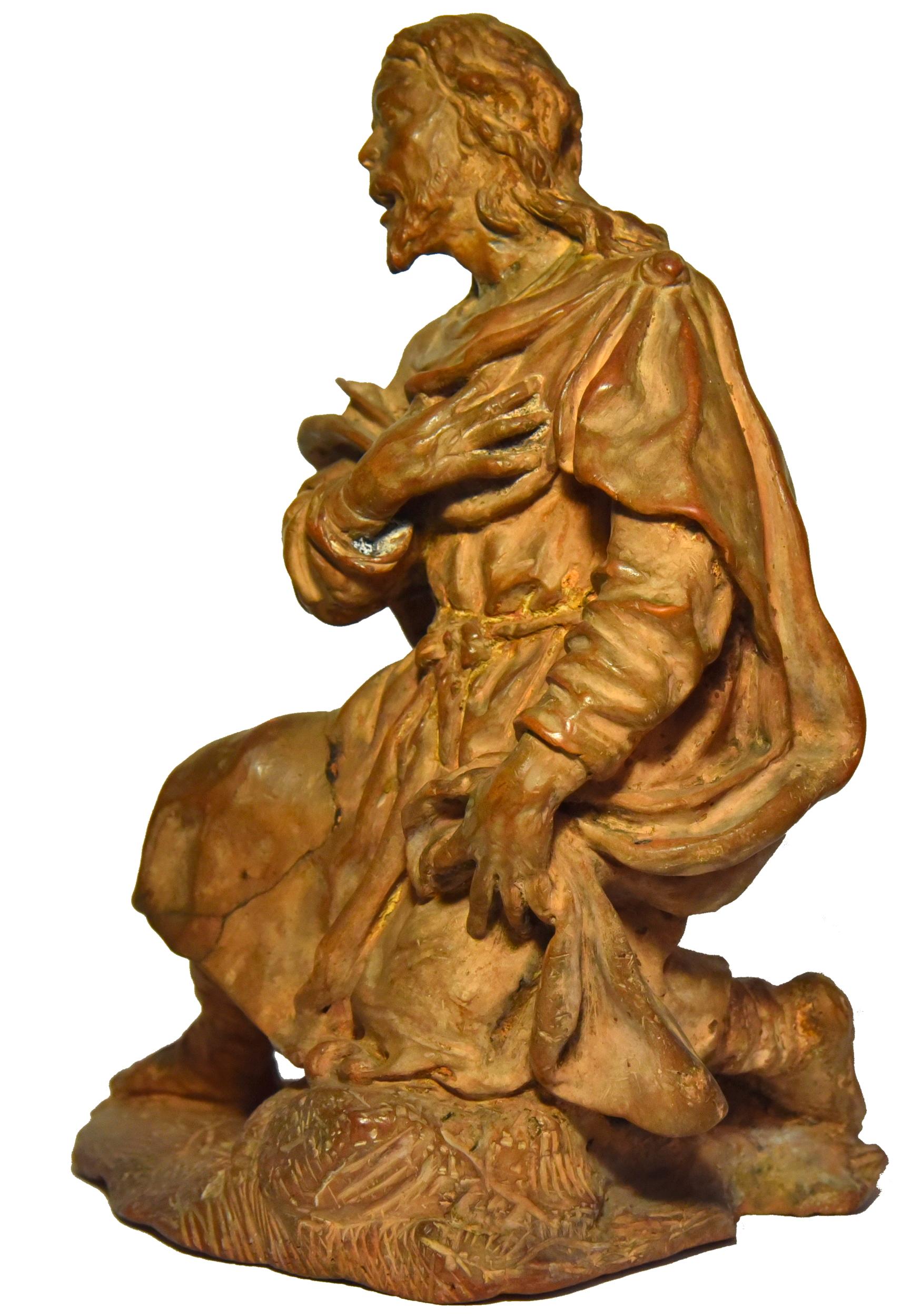 Terracotta figure of a shepherd, Italian school of the 18th century - Sculpture by Unknown