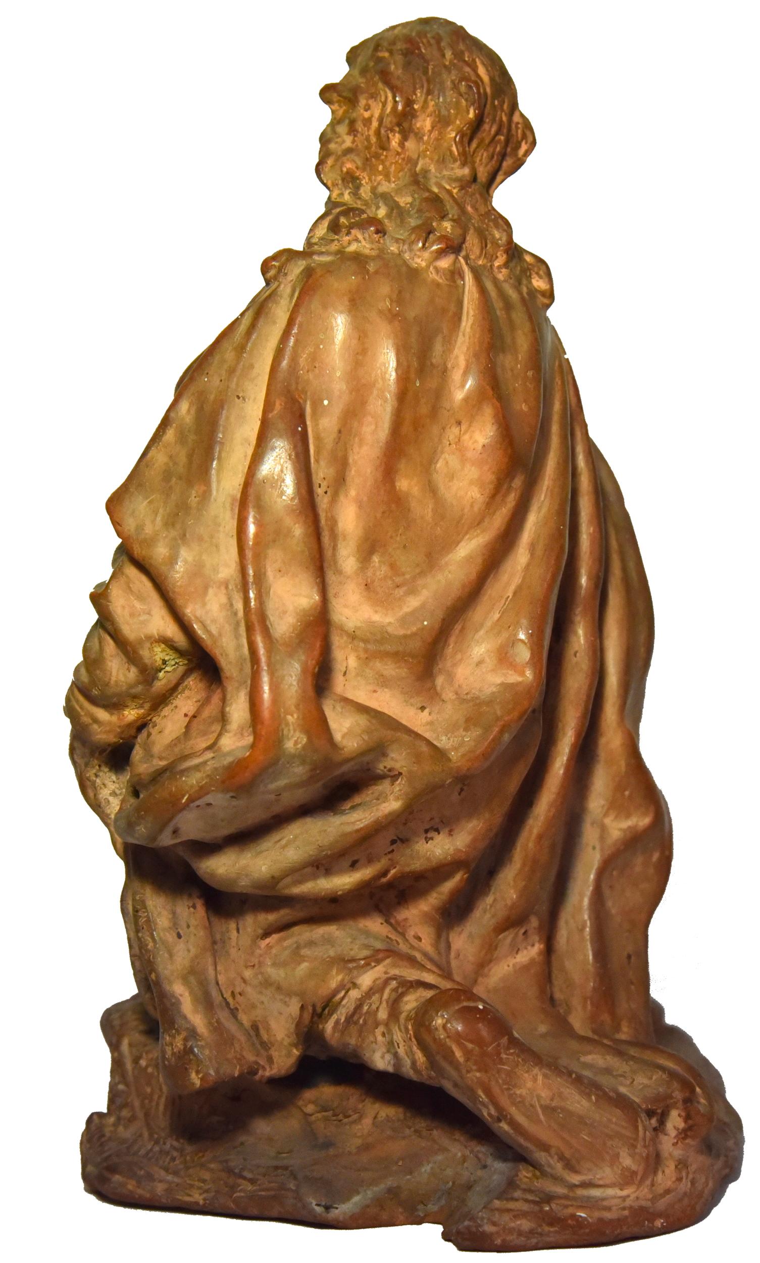 Terracotta figure of a shepherd, Italian school of the 18th century - Baroque Sculpture by Unknown