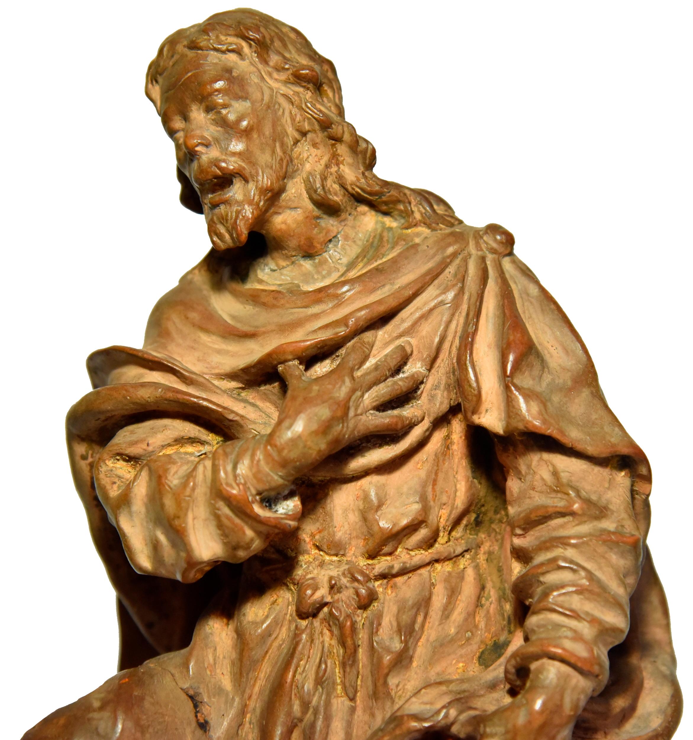 Terracotta figure of a shepherd, Italian school of the 18th century For Sale 2