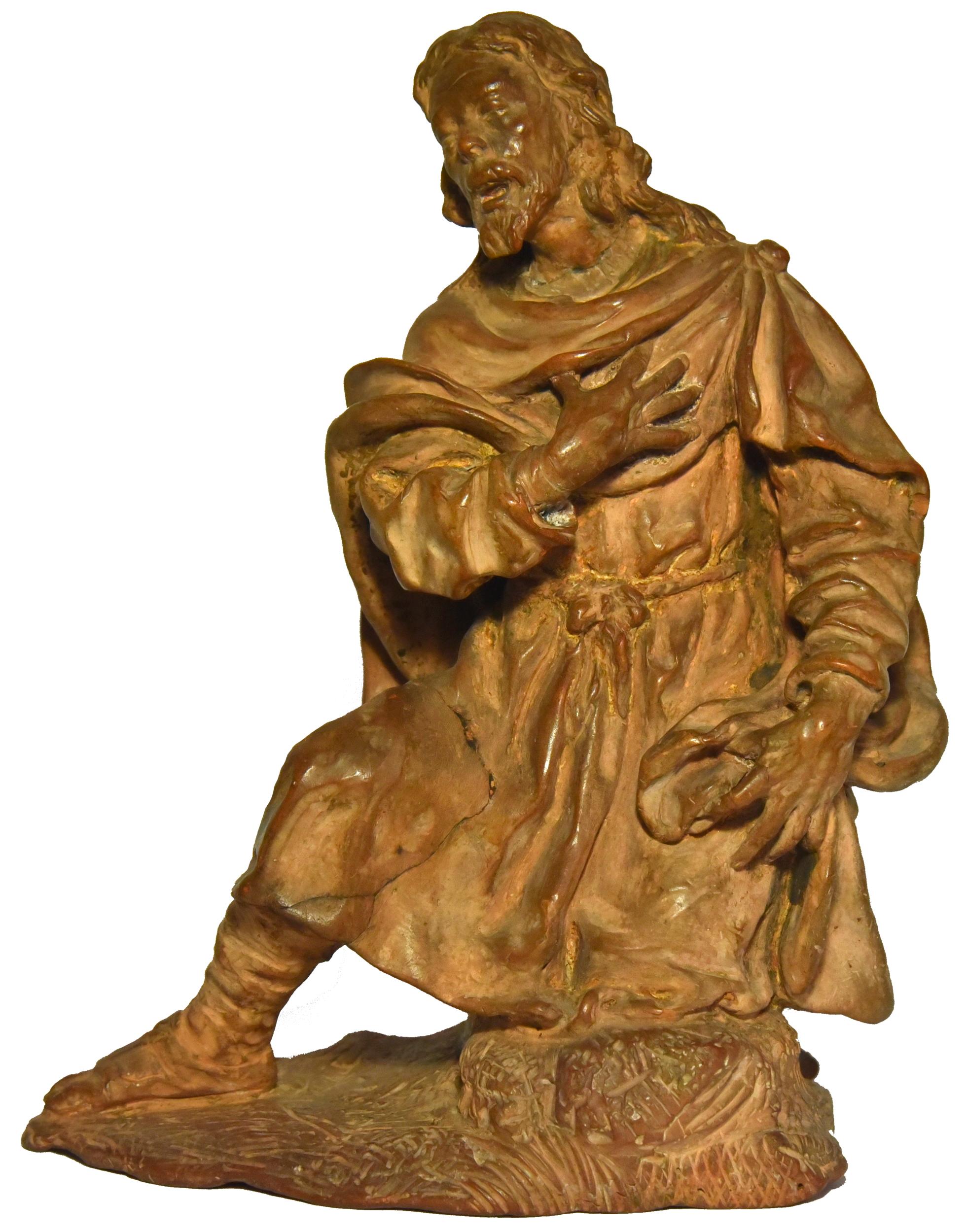 Unknown Figurative Sculpture - Terracotta figure of a shepherd, Italian school of the 18th century