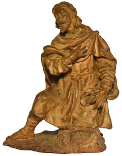Antique Terracotta figure of a shepherd, Italian school of the 18th century