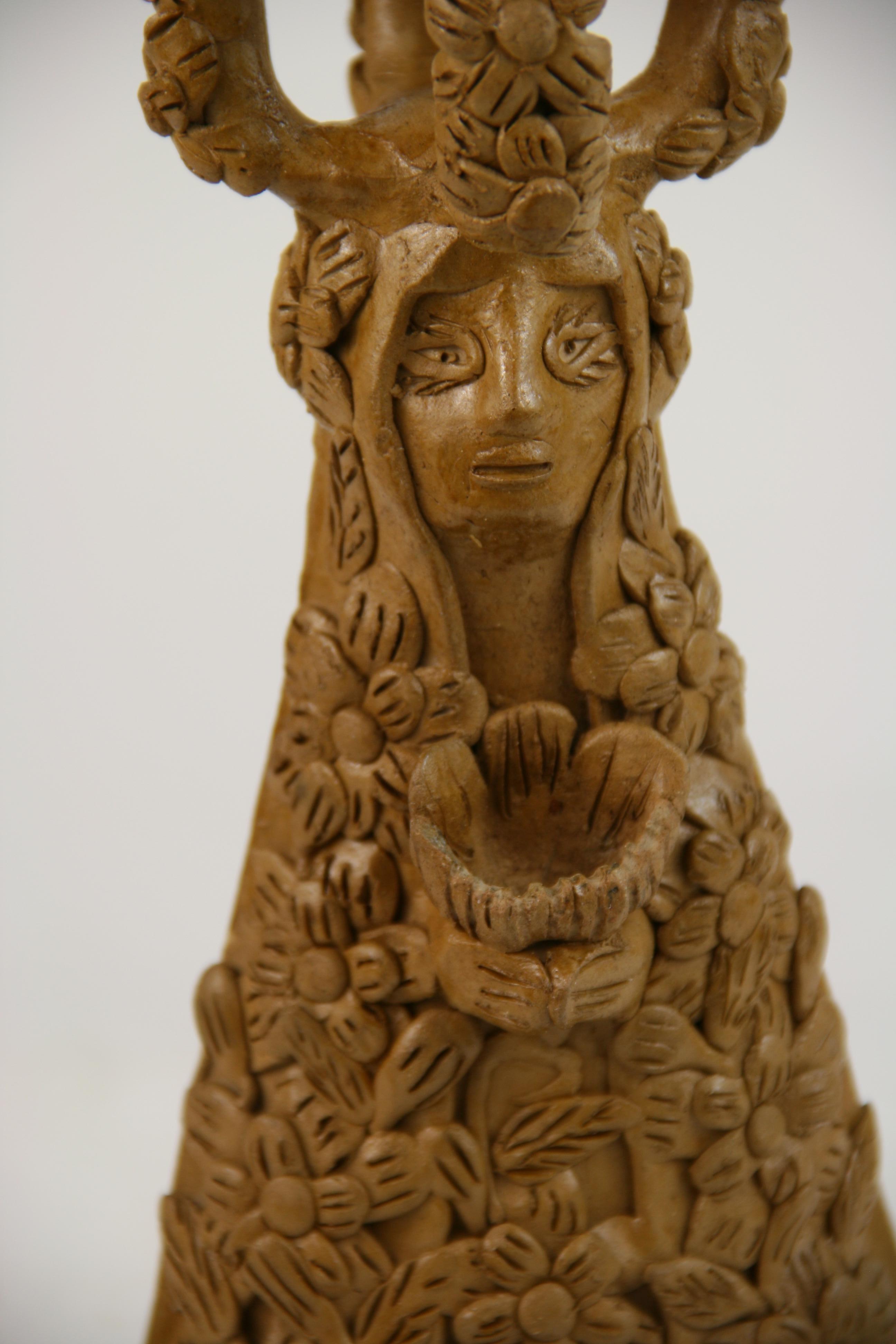 Terracotta Folk Art Abstract Figural Sculpture - Beige Figurative Sculpture by Unknown
