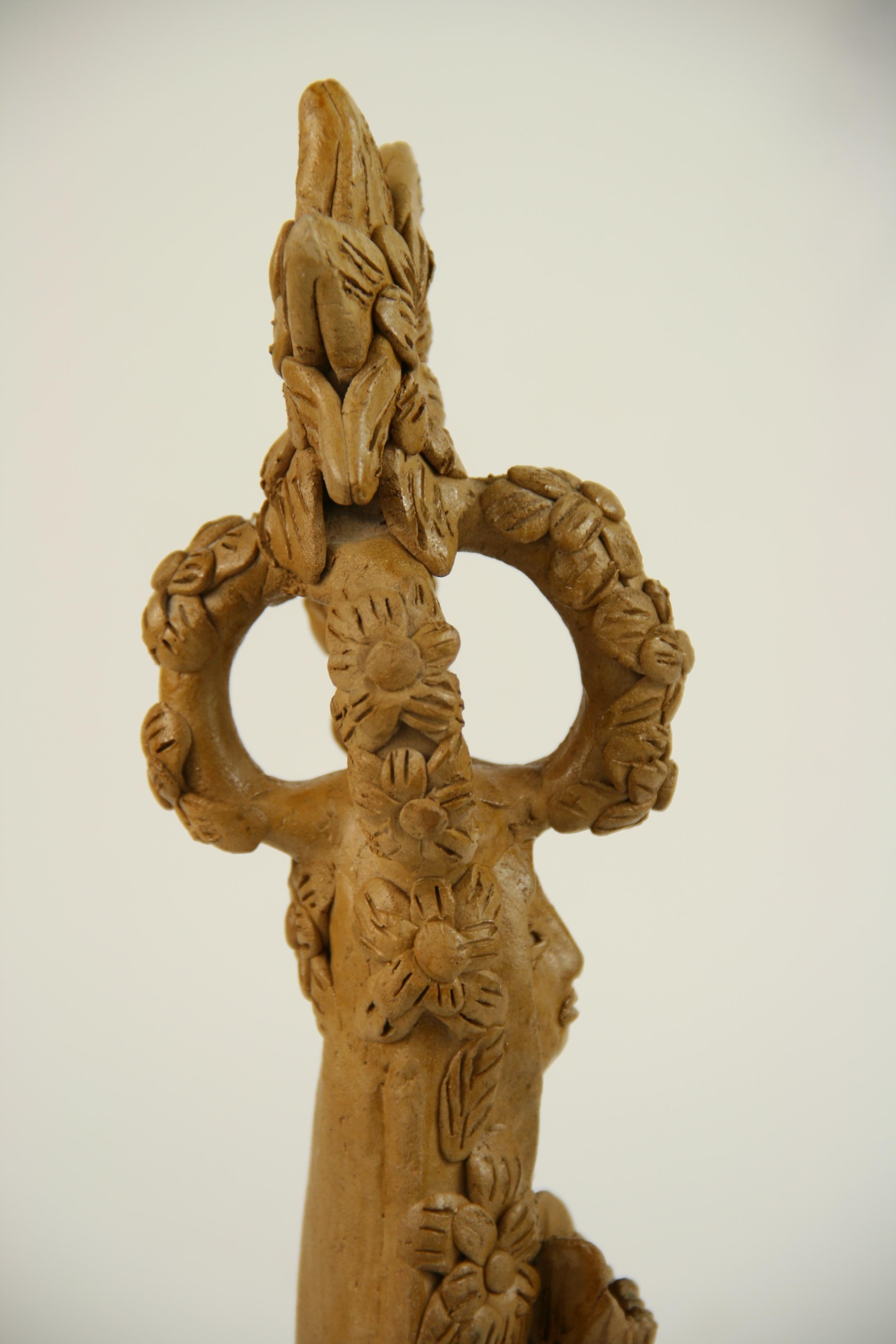 Terracotta Folk Art Abstract Figural Sculpture 2