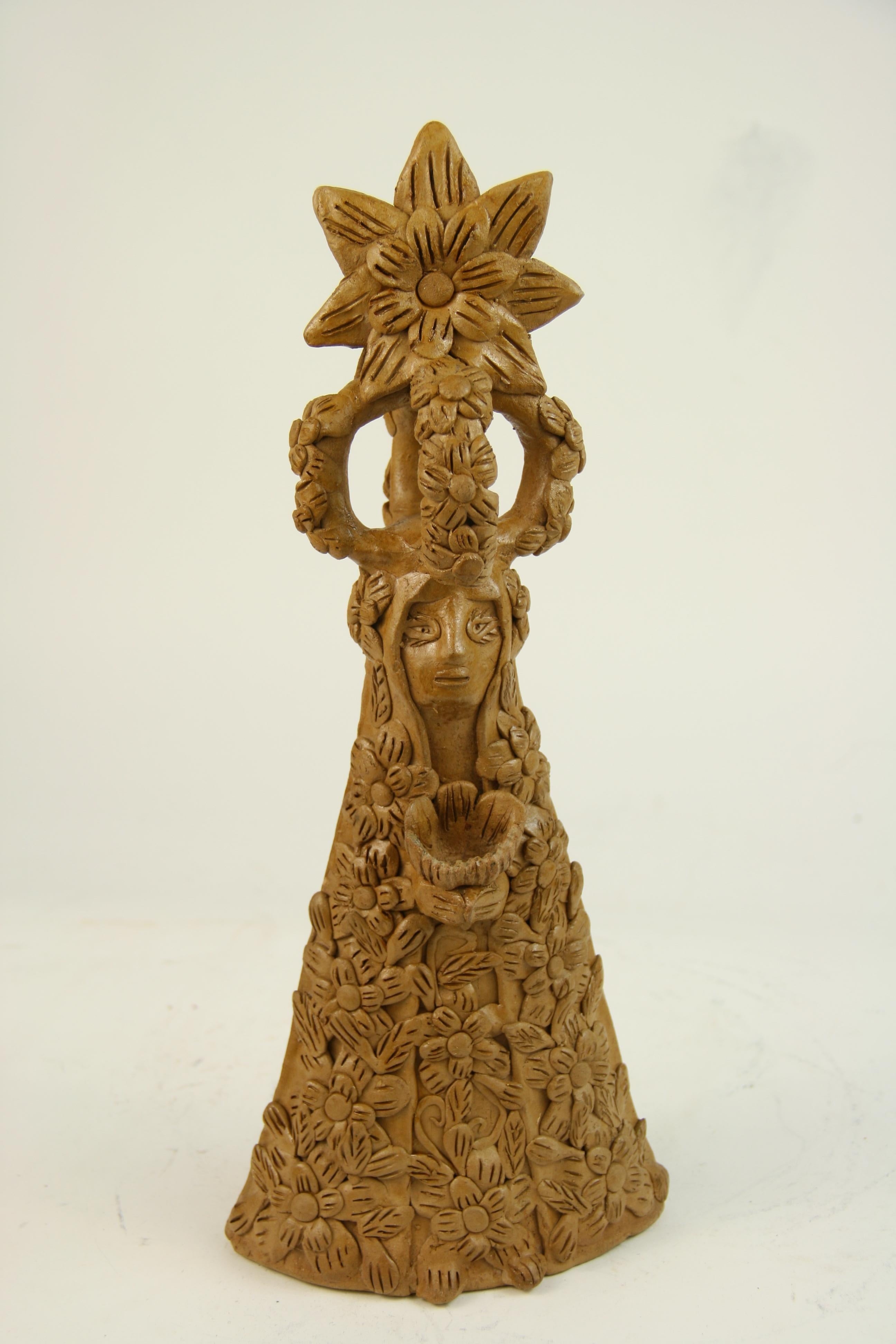 Unknown Figurative Sculpture - Terracotta Folk Art Abstract Figural Sculpture
