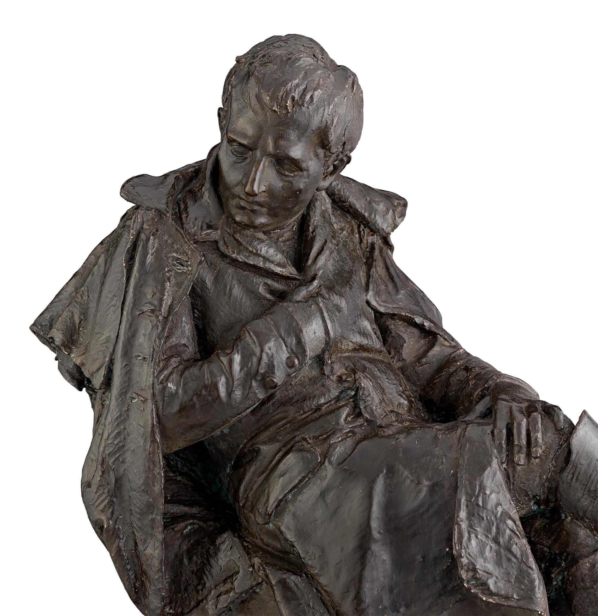 Terracotta Statue of Emperor Napoleon at St. Helena - Black Figurative Sculpture by Unknown