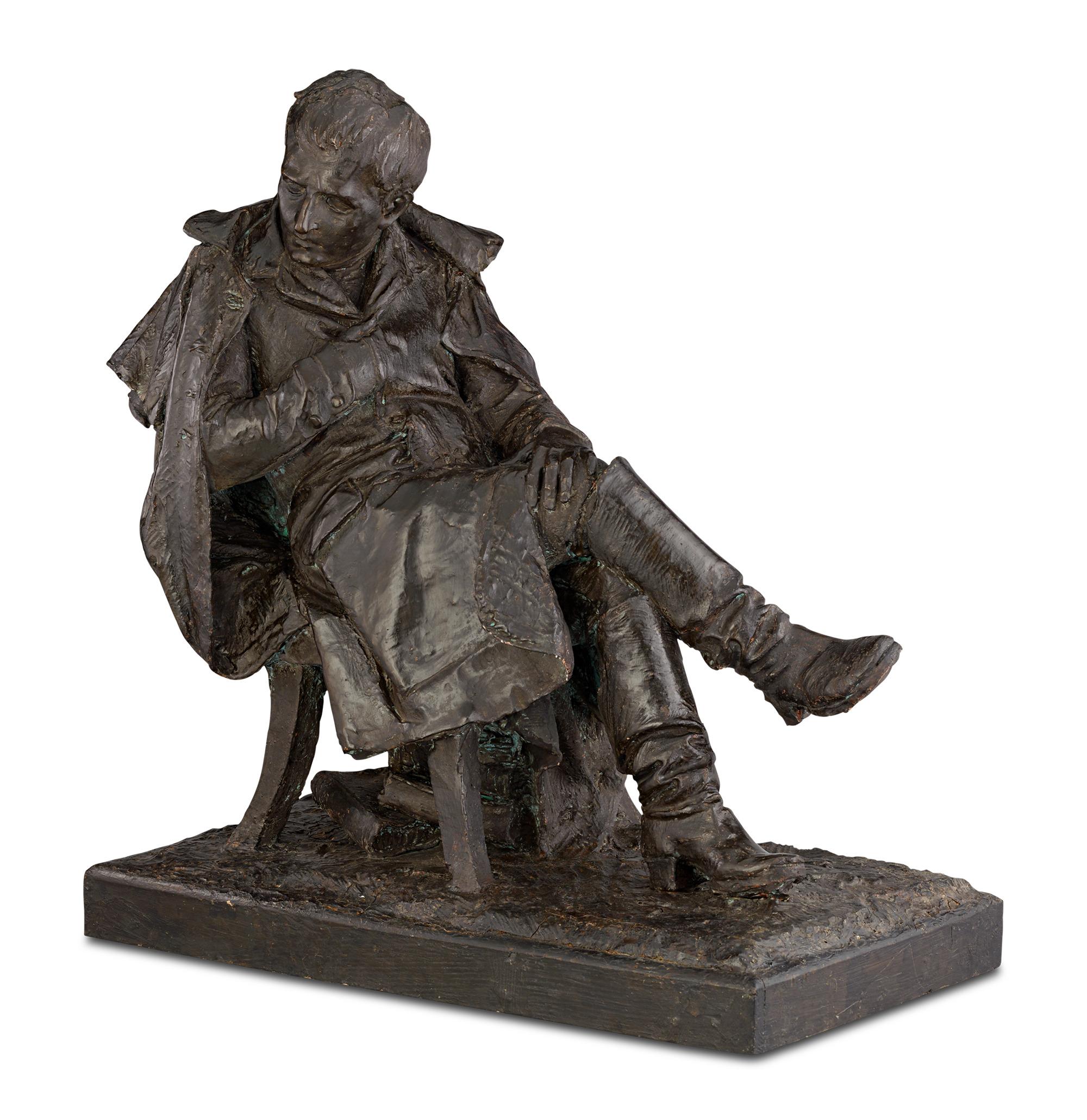 Unknown Figurative Sculpture - Terracotta Statue of Emperor Napoleon at St. Helena
