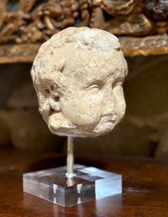 Head of a Putto in Roman Baroque Marble 17th century Italian School