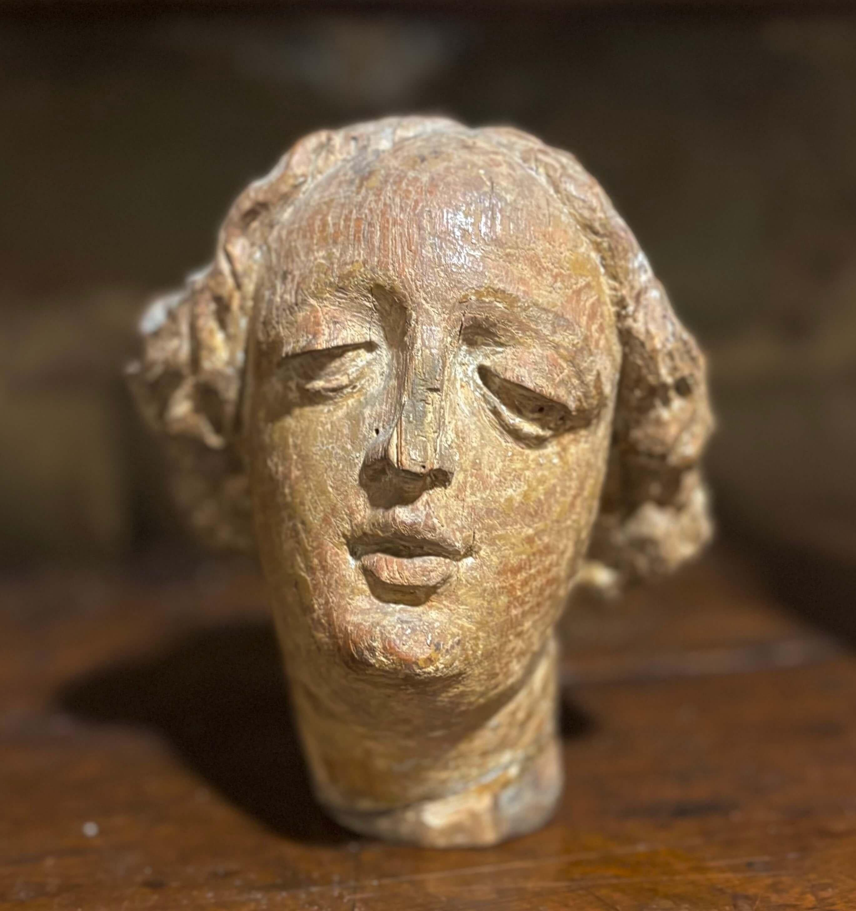 Frauenkopf Eichenholzskulptur Frankreich zweite Hälfte 16 (Renaissance), Sculpture, von Unknown