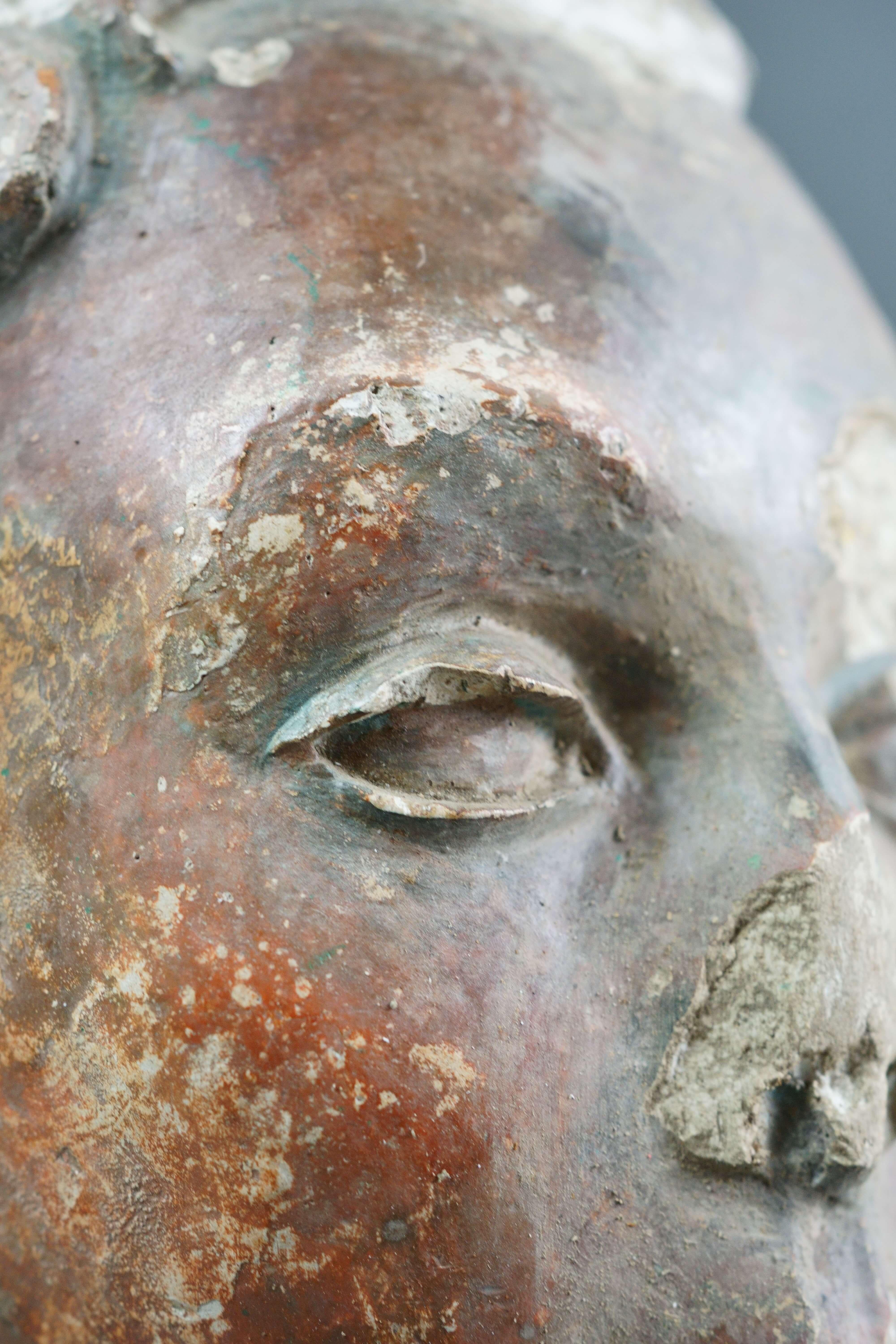 Polychrome Stucco Head Sketch Cast Fragment 19th century For Sale 2