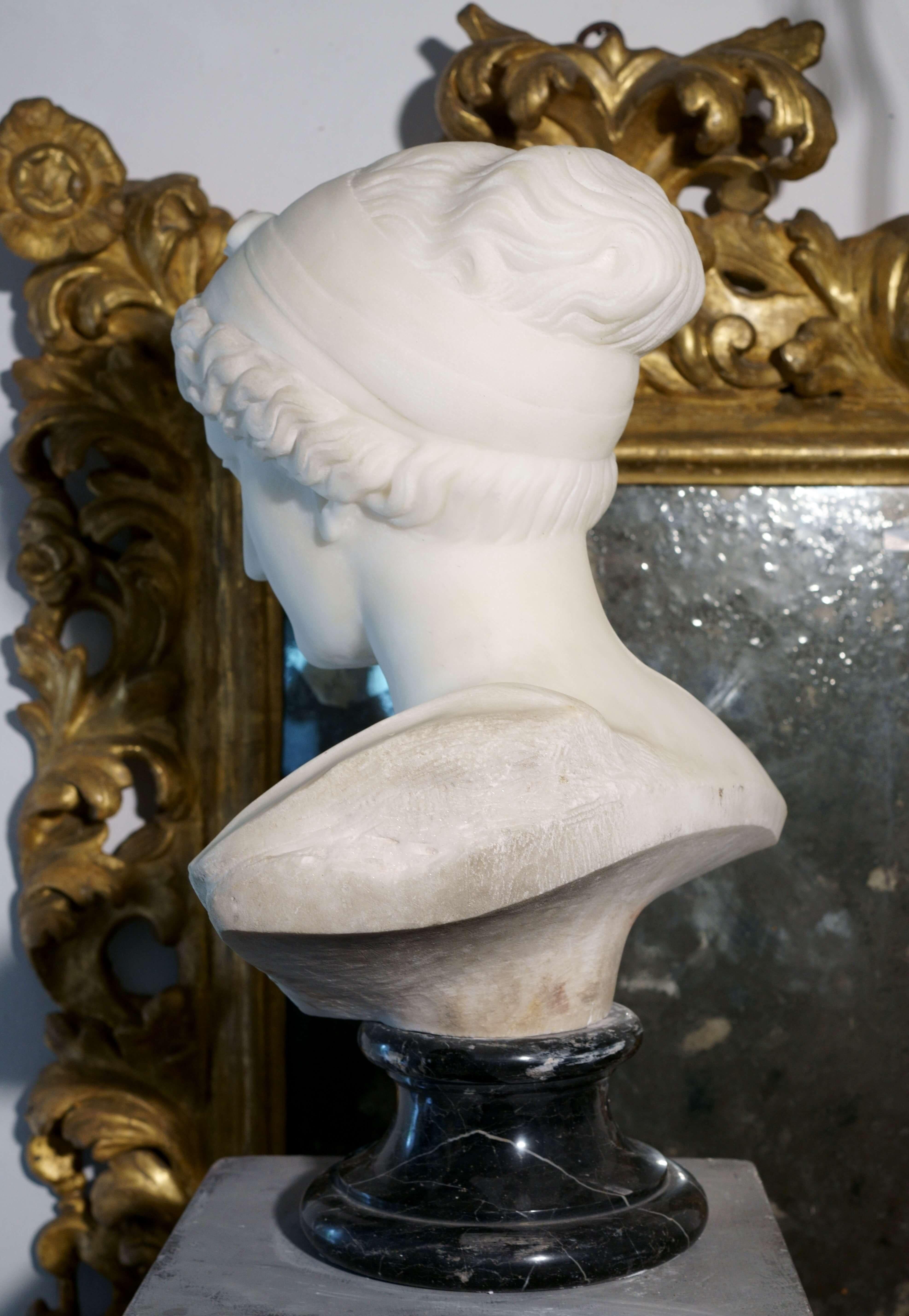 Testa Neoclassica in Marmo dell' Afrodite di Cnidia circa 1830 Busto Scultura 1
