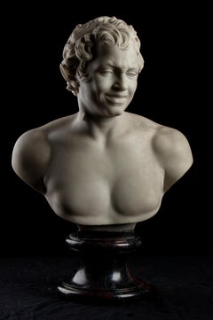 The Albani Fauno White Statuary Marble Sculpture After The Antique 19th Century