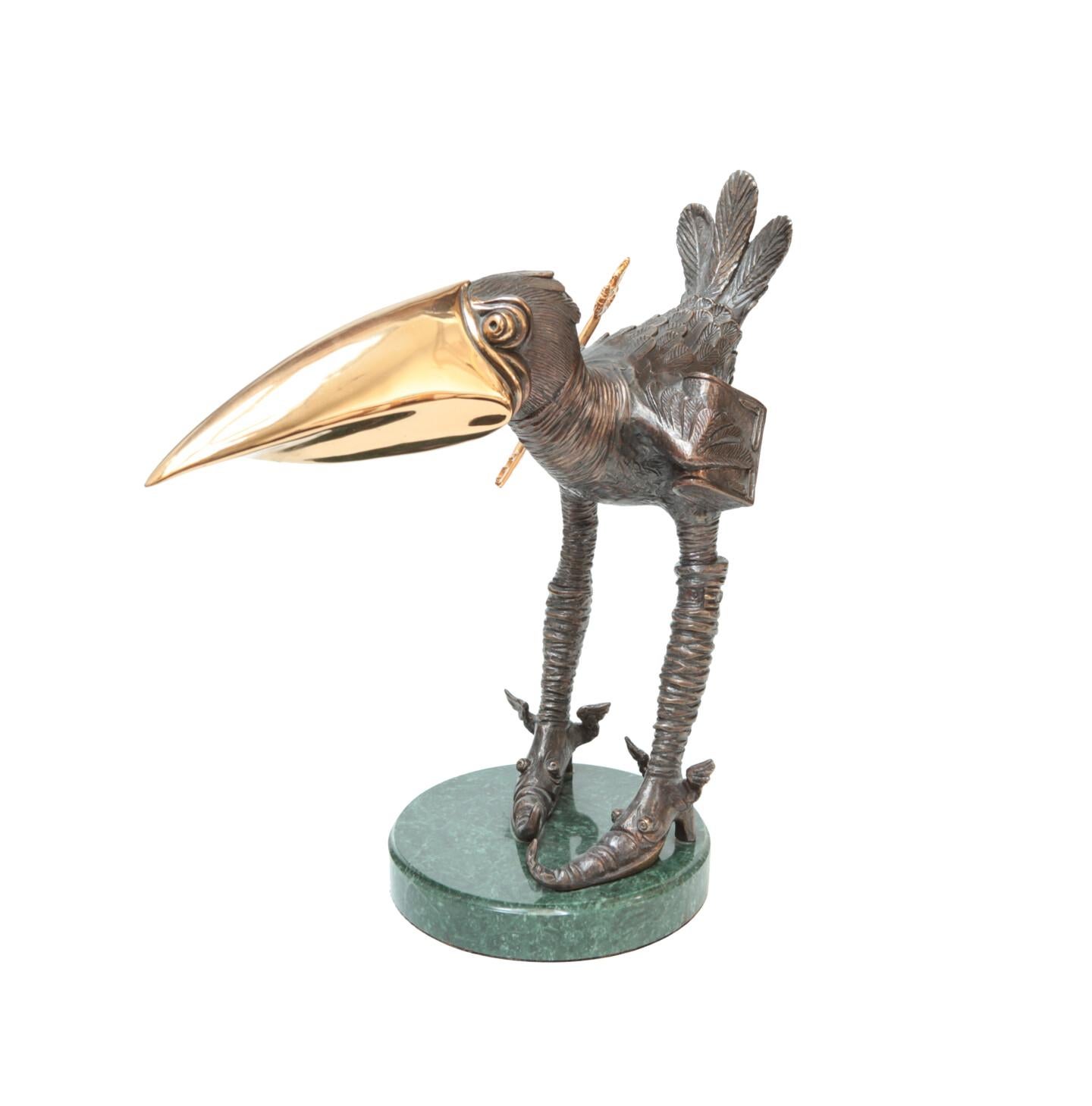The Bird of Happiness, Bronze Sculpture by Volodymyr Mykytenko, 2005 - Gold Figurative Sculpture by Volodymyr MYKYTENKO