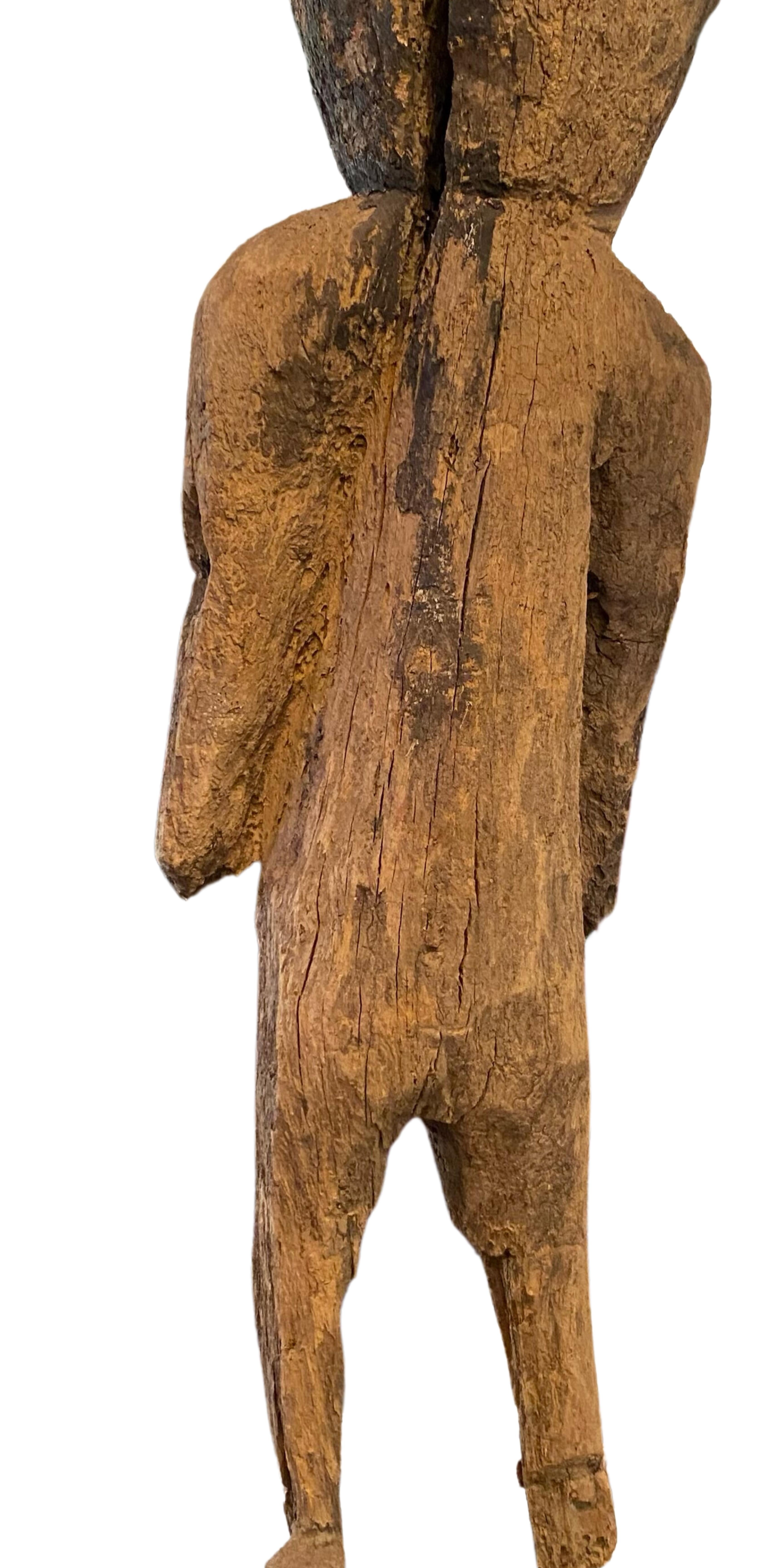 The Monk In Prayer 18 Century Cambodian 
Wooden statue - Brown Figurative Sculpture by Unknown