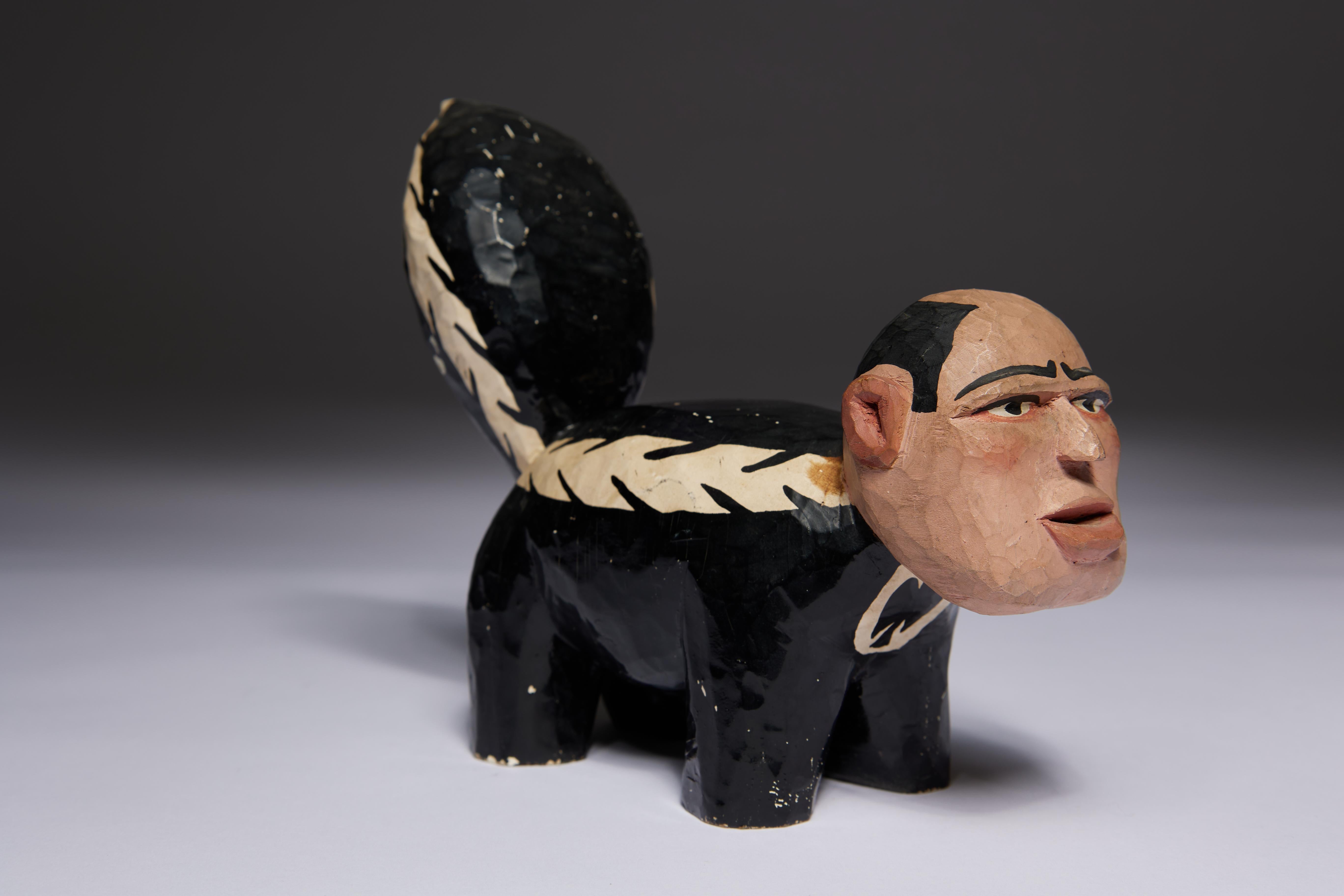 Las tres mofetas de la II Guerra Mundial, figuras de madera tallada de Hitler, Mussolini y Tojo en venta 7