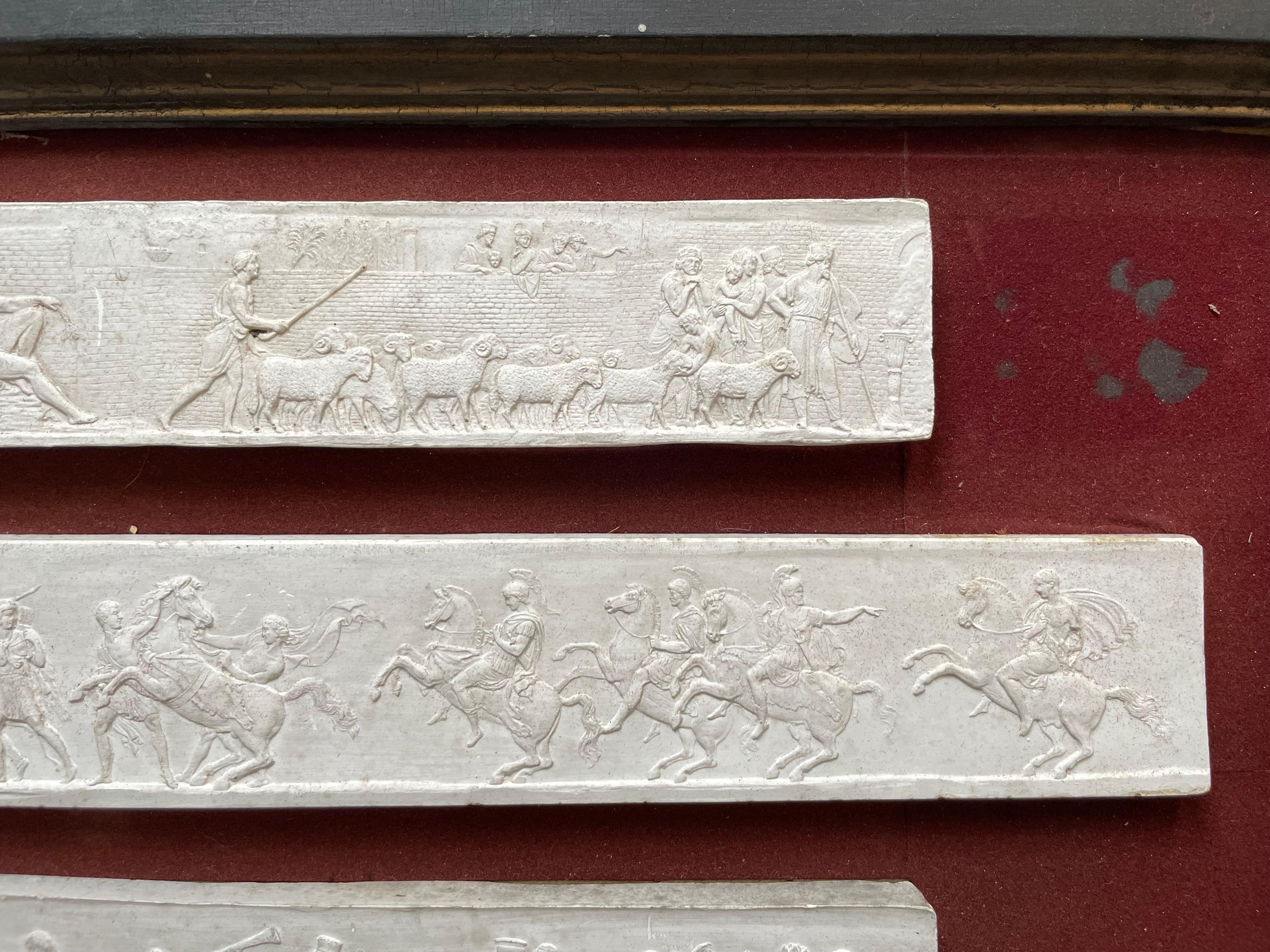 Plaster reproduction of the frieze 'The Entry of Alexander the Great into Babylon', executed in Rome between 1818 and 1828 by Bertel Thorvaldsen.
Signature incised to be identified on the top plate.
Chips and missing plaster on the two upper