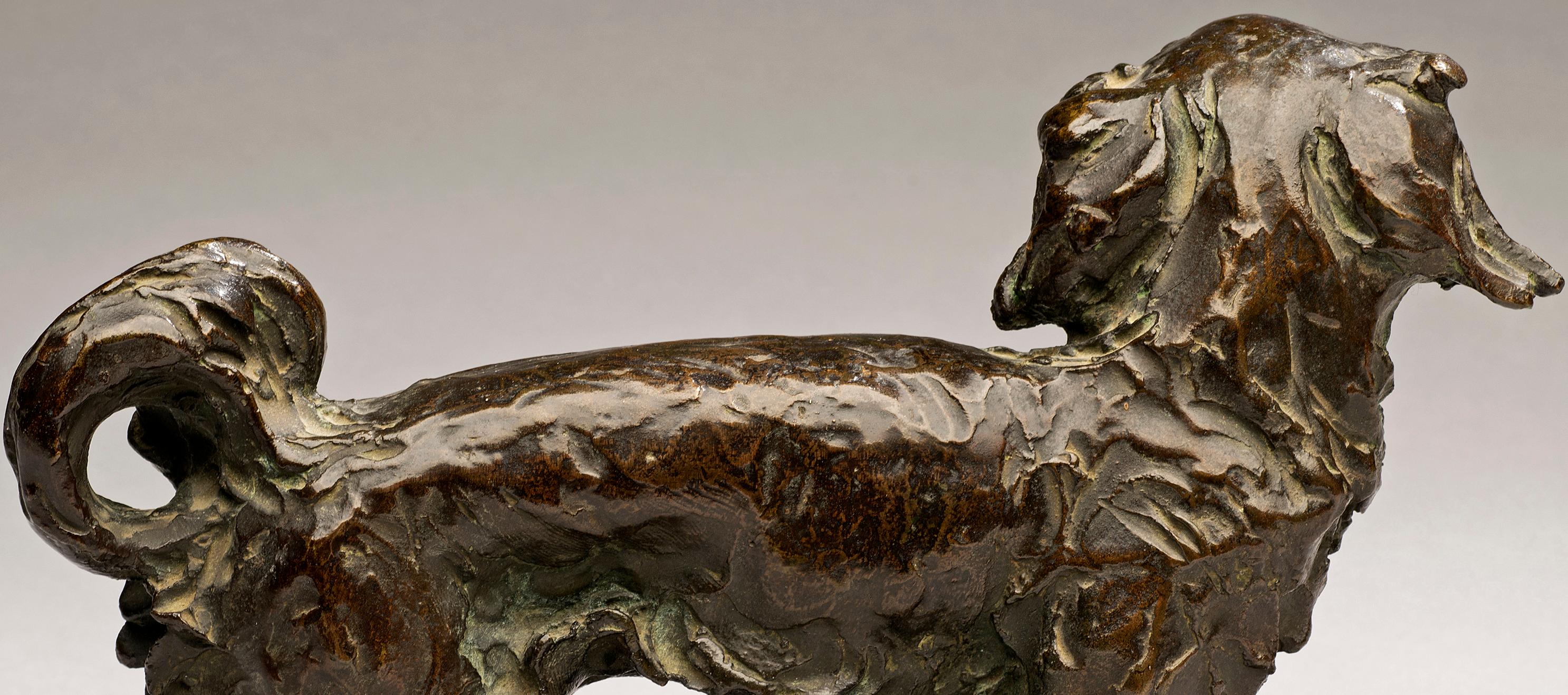 Antique Bronze Dog Portrait of a Cavalier King Charles 
