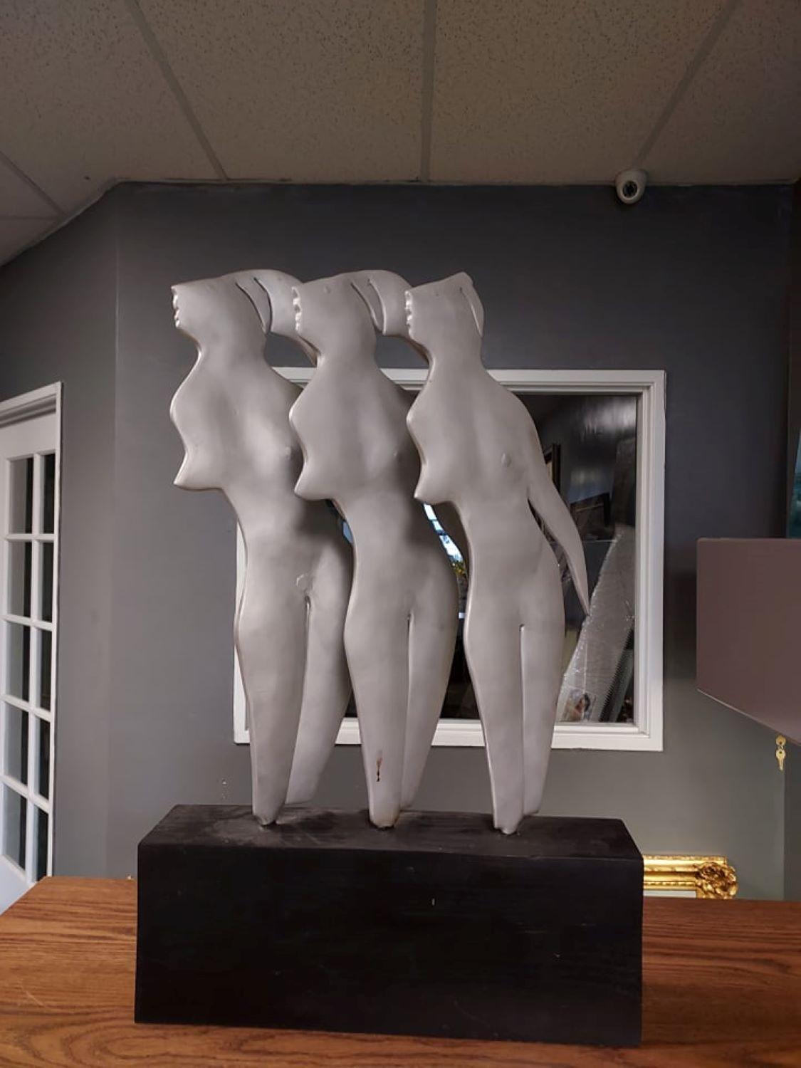 Unknown Figurative Sculpture - THREE FIGURES in Aluminium Sculpture