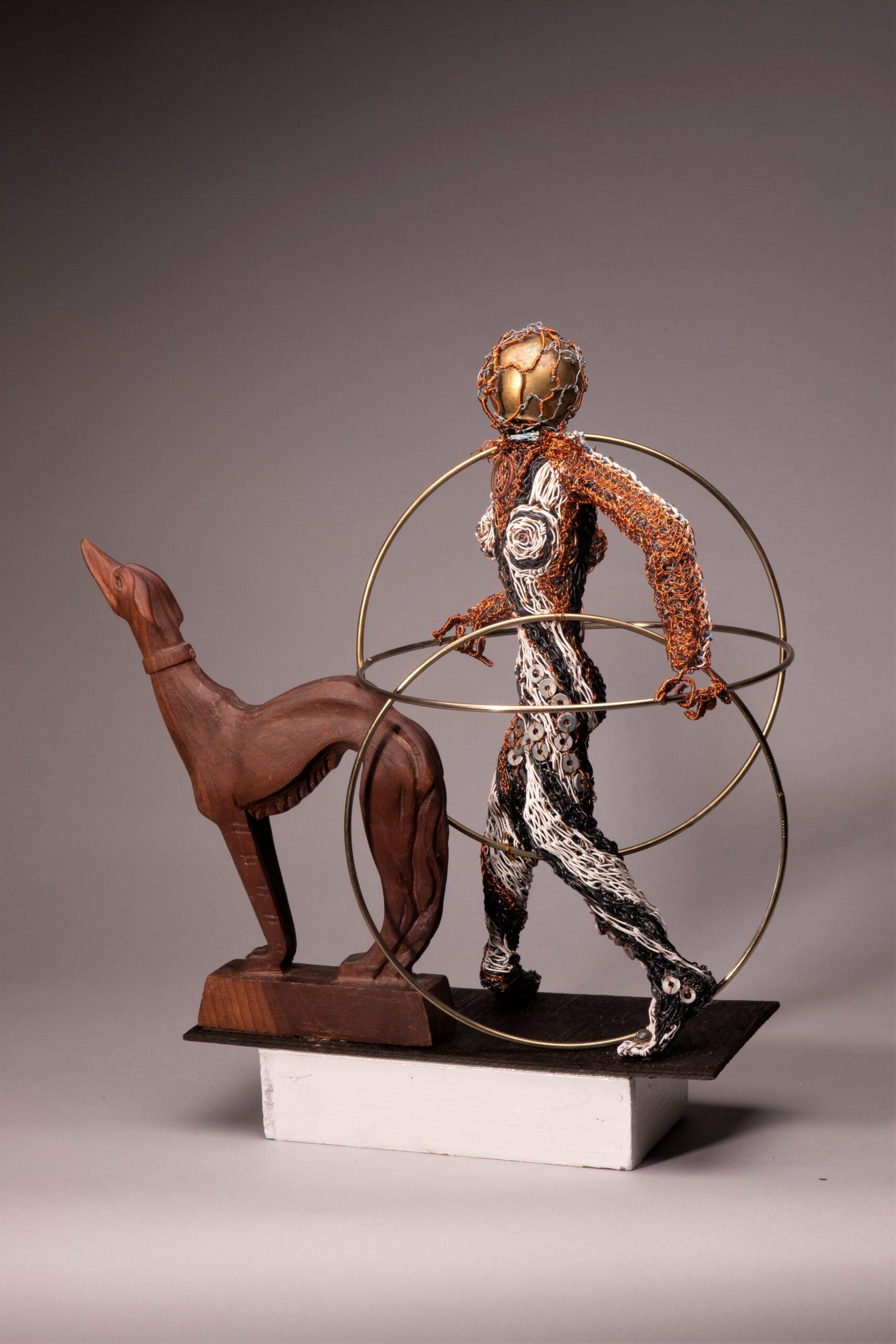 Three-Ring Pandemic Circus - Walk for Two by Fay Wood - Sculpture by Unknown