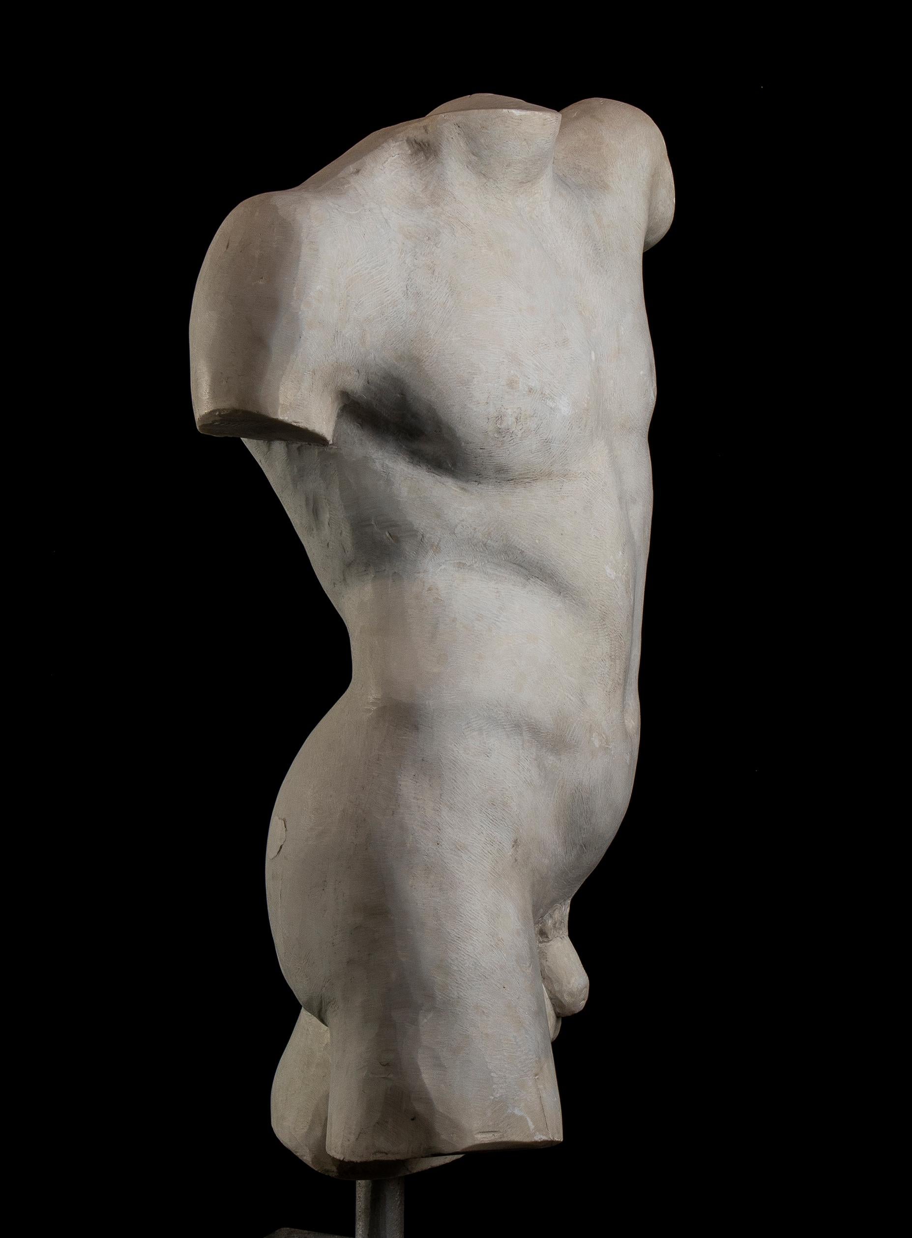 Torso Marble Sculpture of a Man or Athlete Roman Classical Style Italian 20th  2