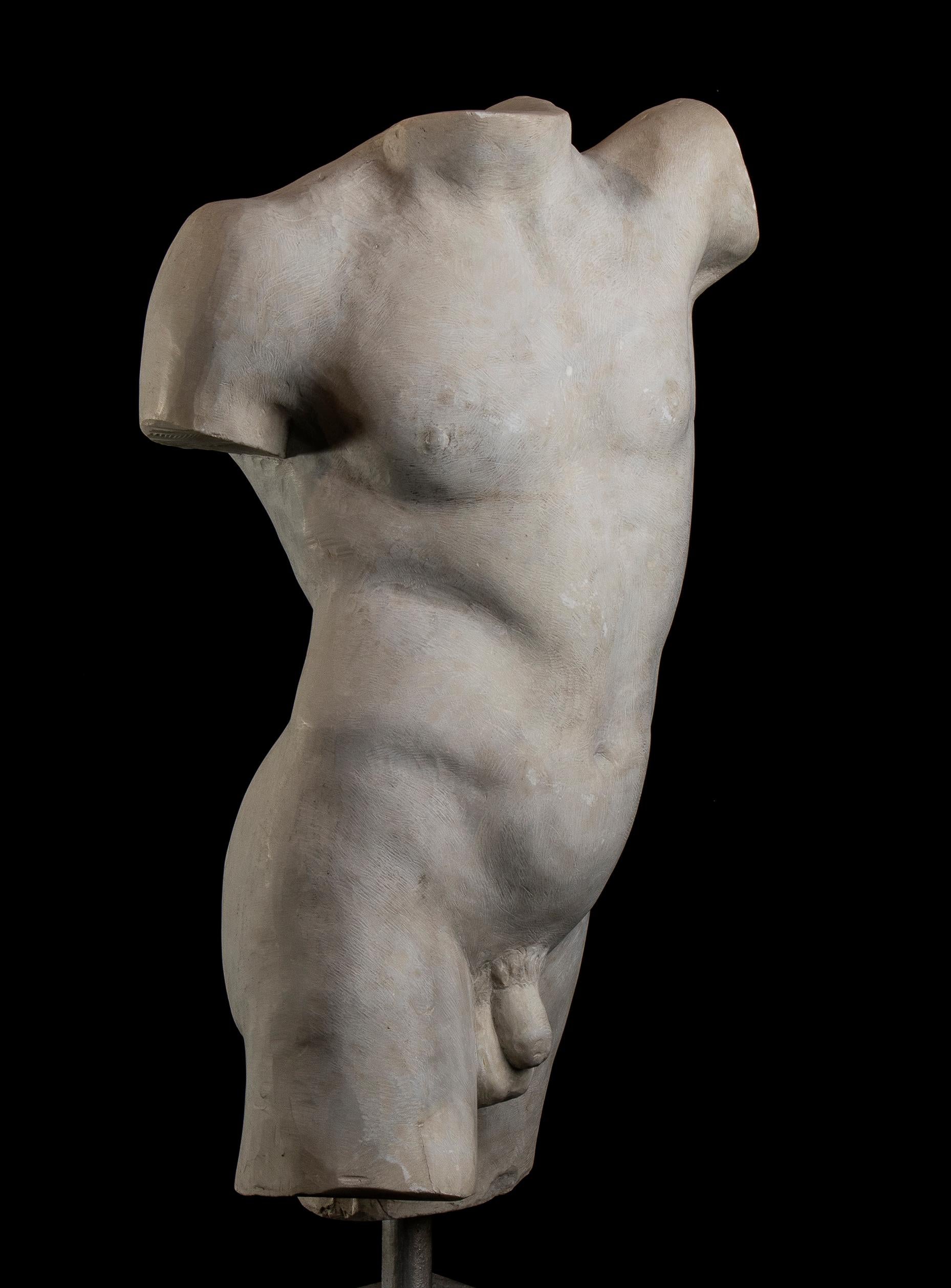 Torso Marble Sculpture of a Man or Athlete Roman Classical Style Italian 20th  3