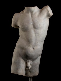 Torso Marble Sculpture of a Man or Athlete Roman Classical Style Italian 20th 