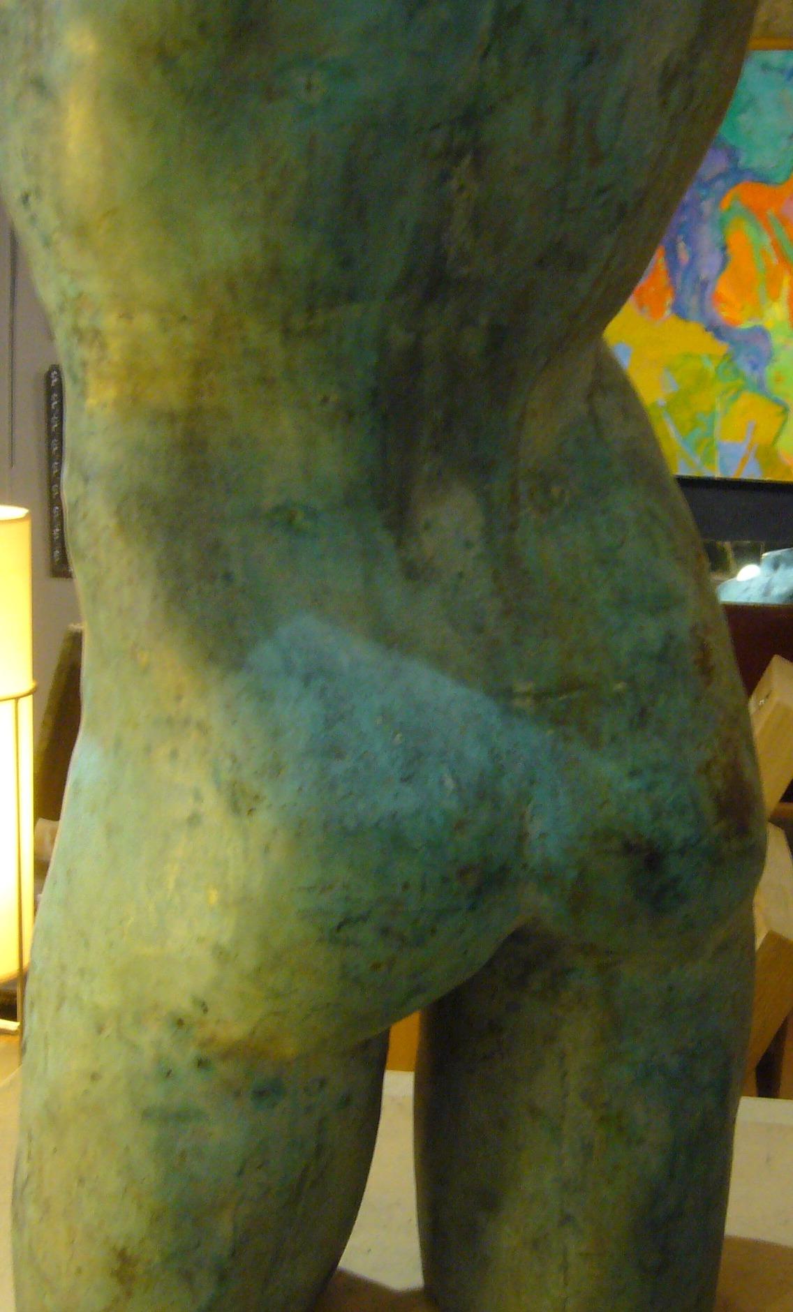 TORSO OF YOUNG BRONZE  MAN - Academic Sculpture by Unknown