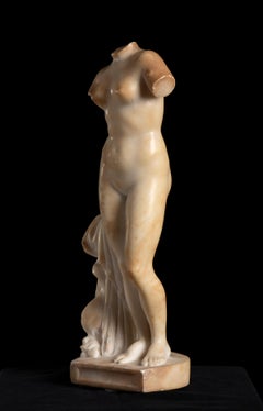 Torso Sculpture of Aphrodite in White Alabaster Marble Italian 19th Century