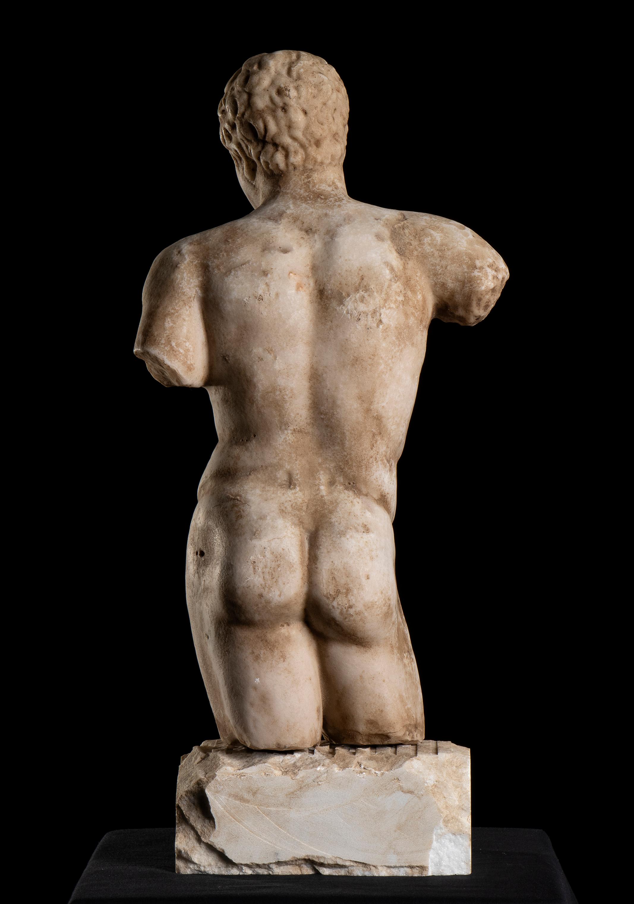 Torso Sculpture of Doryphoros as a Torso After the Greek Original by Polykleitos - Black Nude Sculpture by Unknown