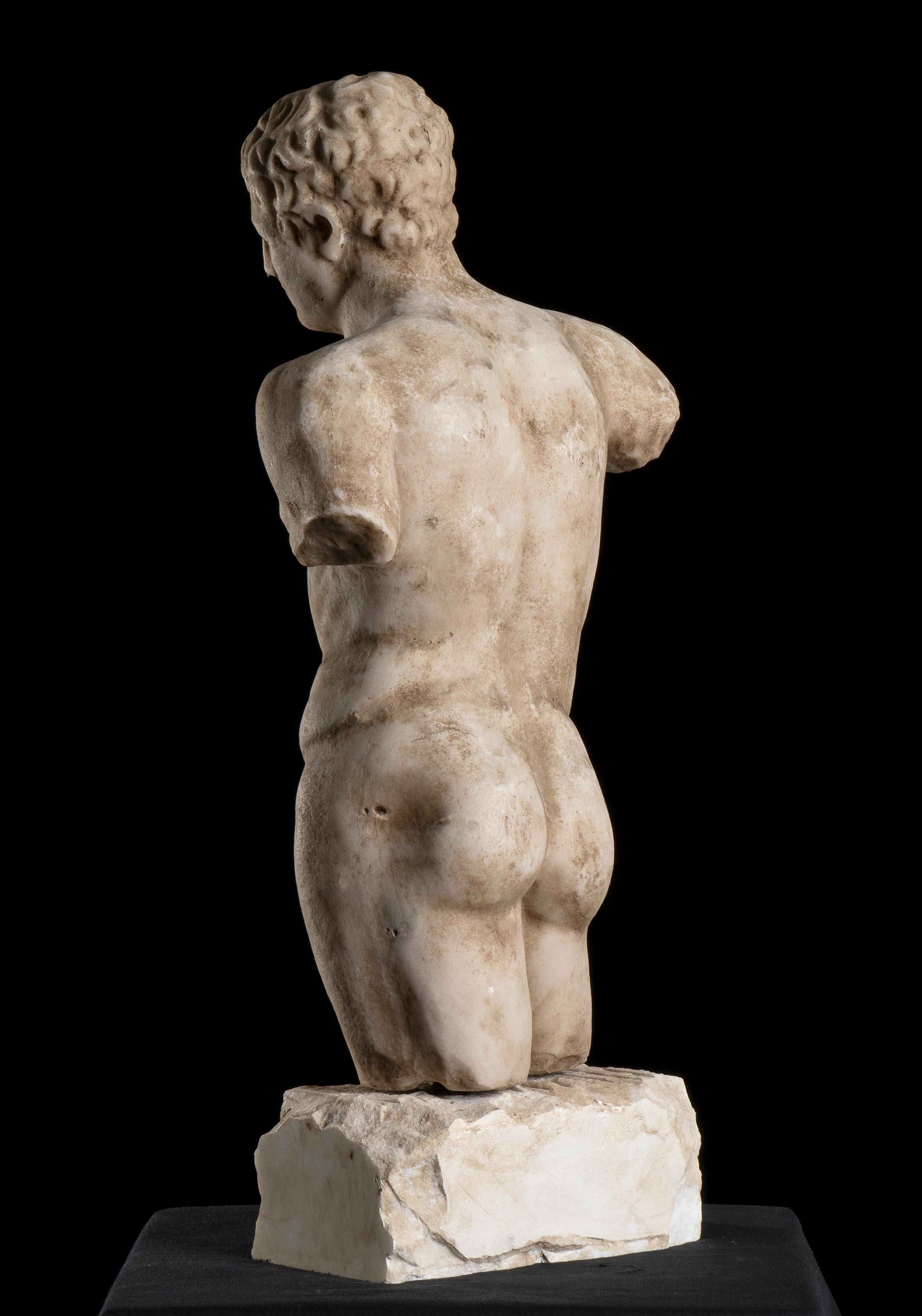a very beautiful sculpture of Doryphoros after the original by  Polykleitos, that was  one of the best known Greek sculptures of classical antiquity, depicting a solidly built, muscular, standing warrior, originally bearing a spear balanced on his
