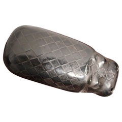 Tribal Iron Hippo Sculpture