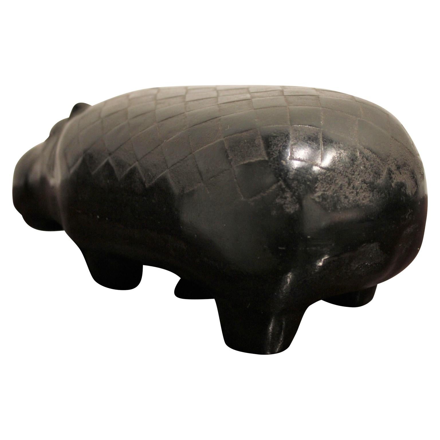 Tribal Iron Hippo Sculpture 1