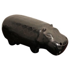 Tribal Iron Hippo Sculpture