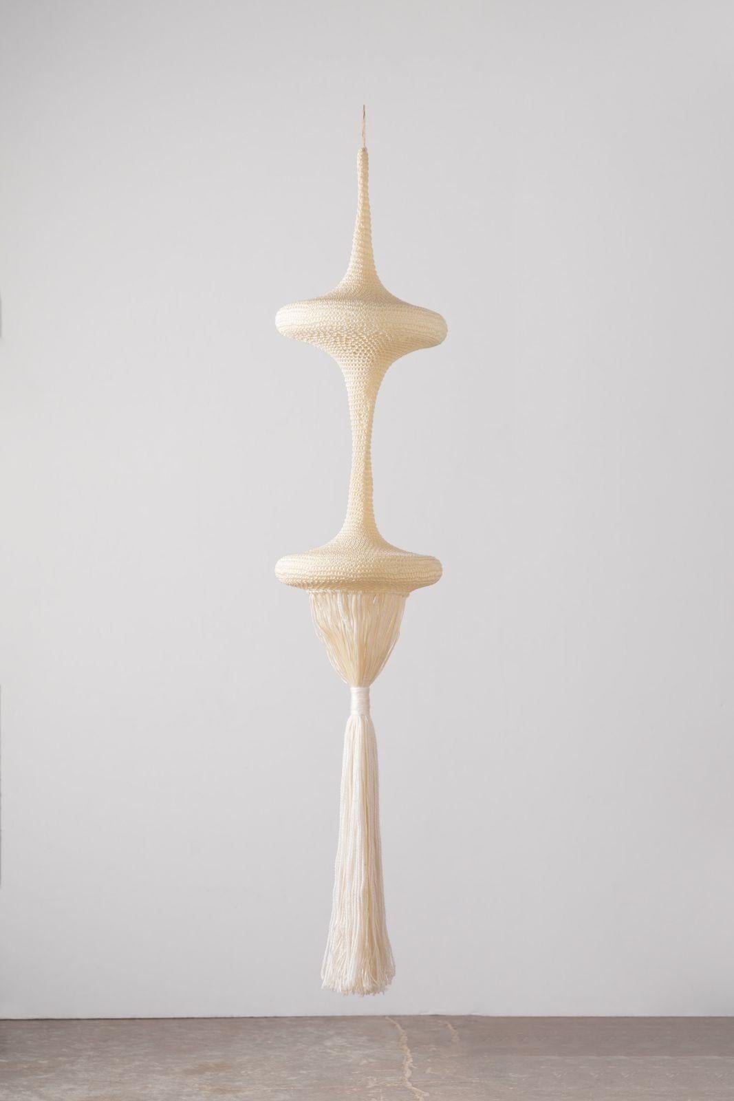 Trio of Hand Woven Suspended Textile Sculptures by Fiber Artist Barbara Coburn For Sale 10