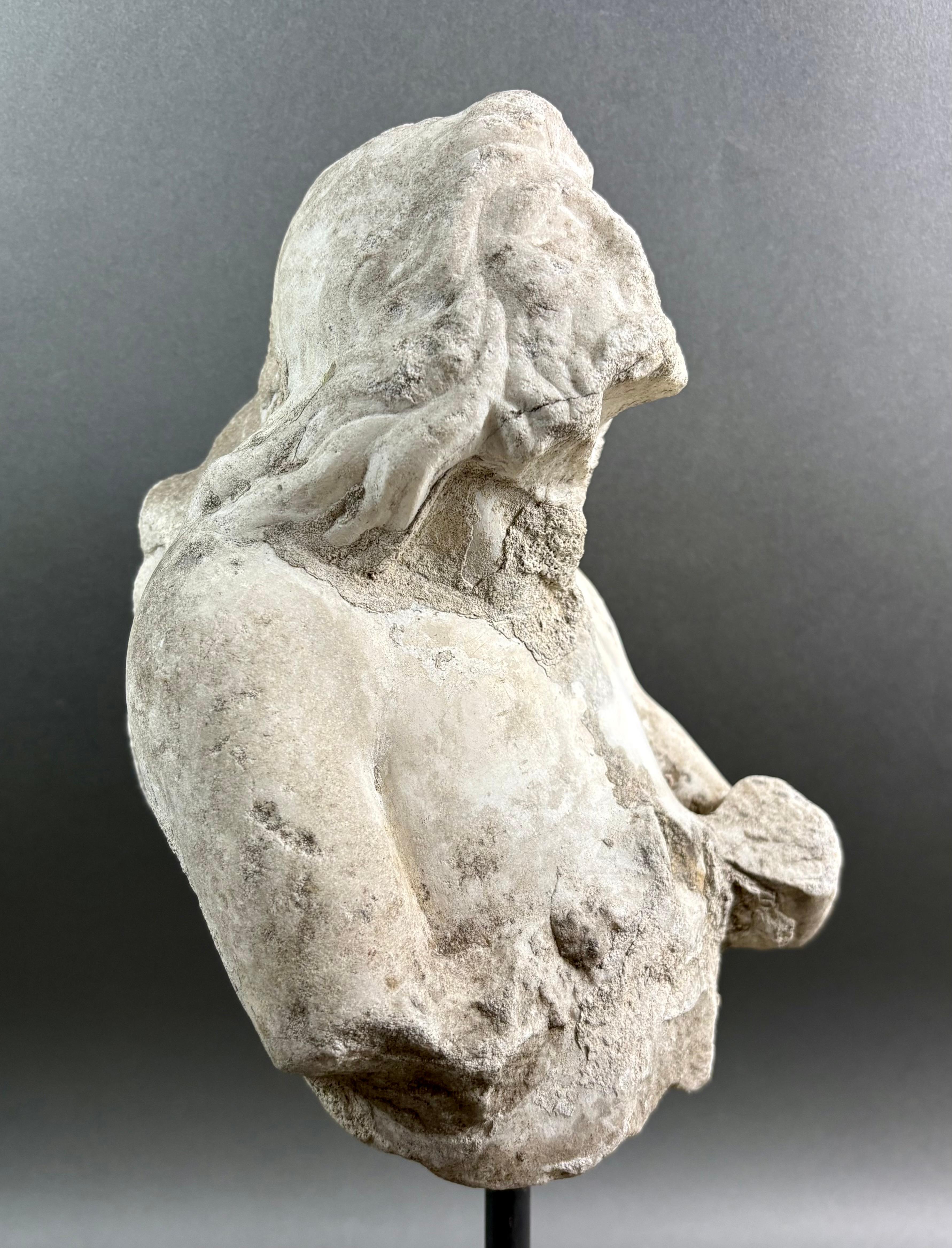 Triton in Marble Fragment of Baroque Sculpture Italy 17th century